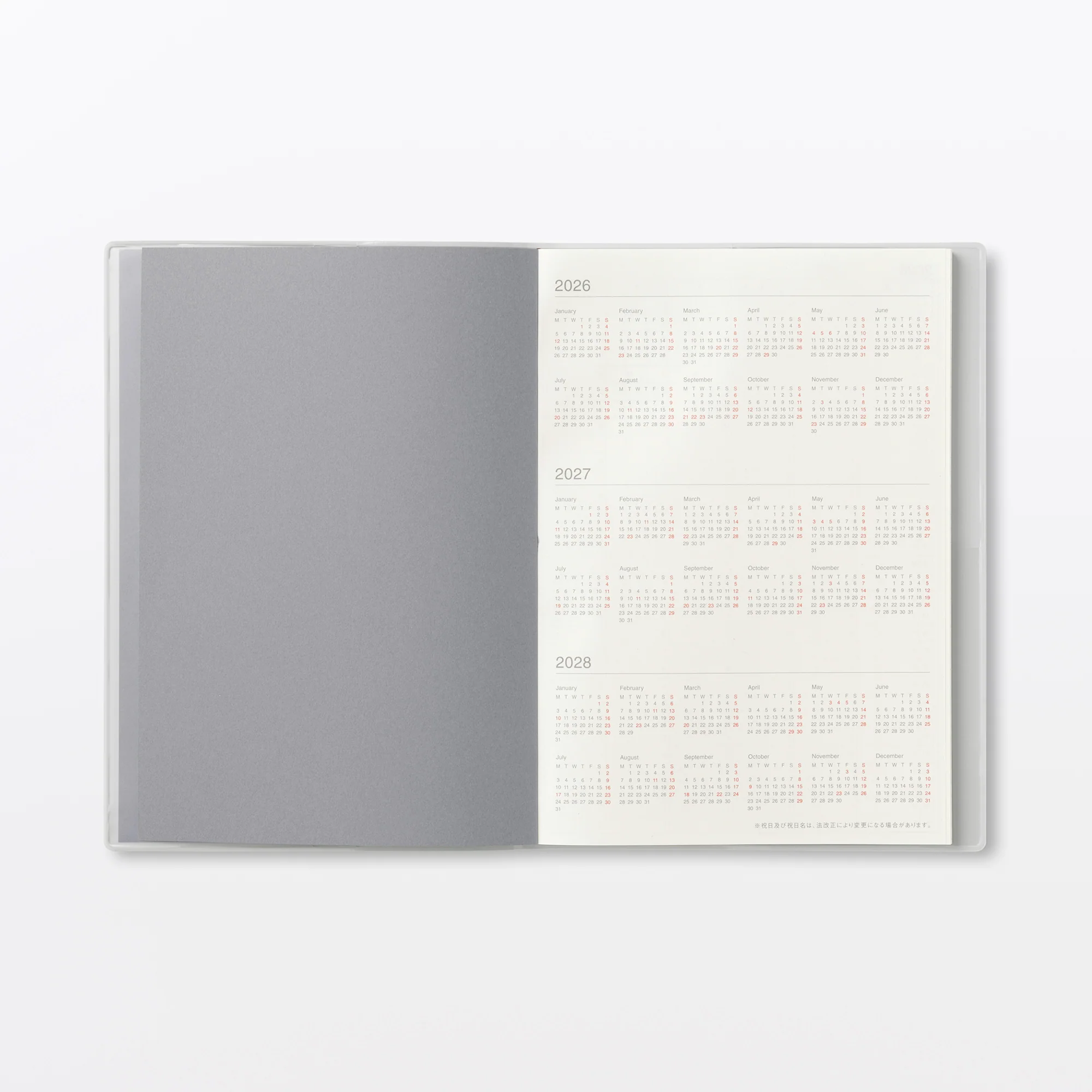 A5 White Grey Monthly/Weekly Planner From Aug. 2026 - Mon. Start - Image 4