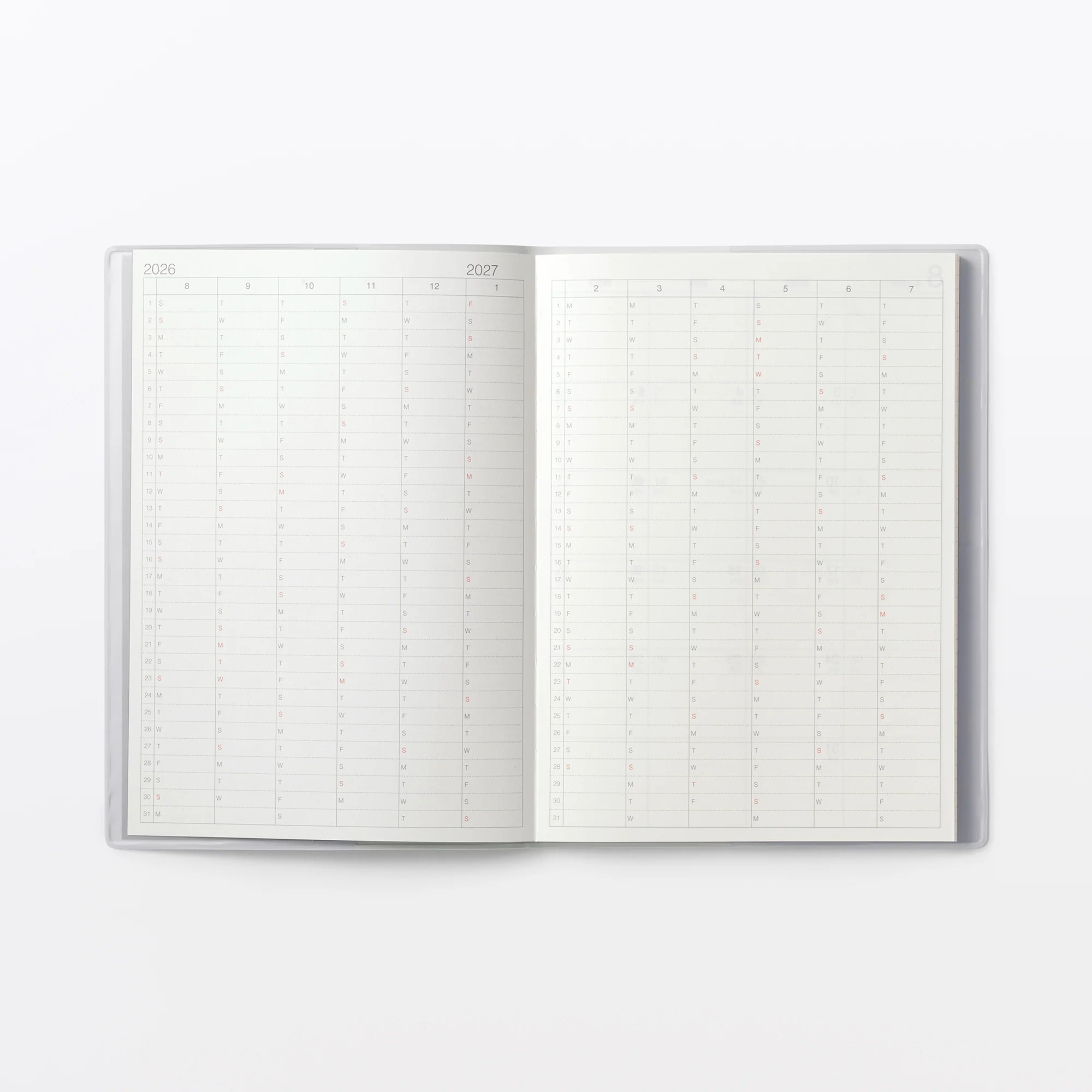 A5 White Grey Monthly/Weekly Planner From Aug. 2026 - Mon. Start - Image 5