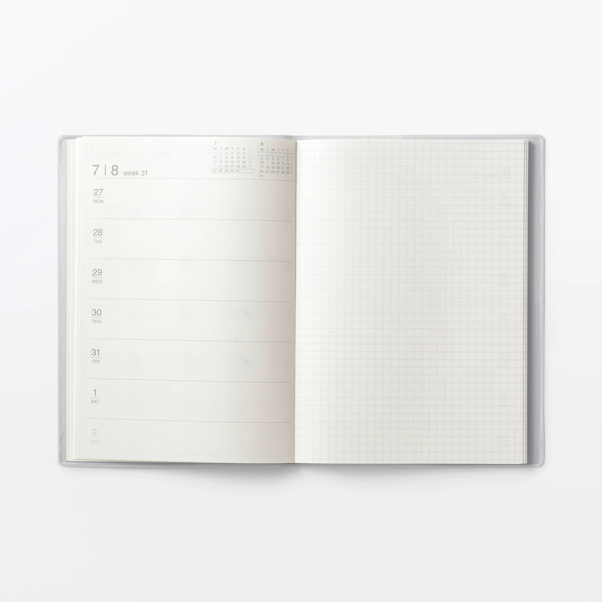A5 White Grey Monthly/Weekly Planner From Aug. 2026 - Mon. Start - Image 7