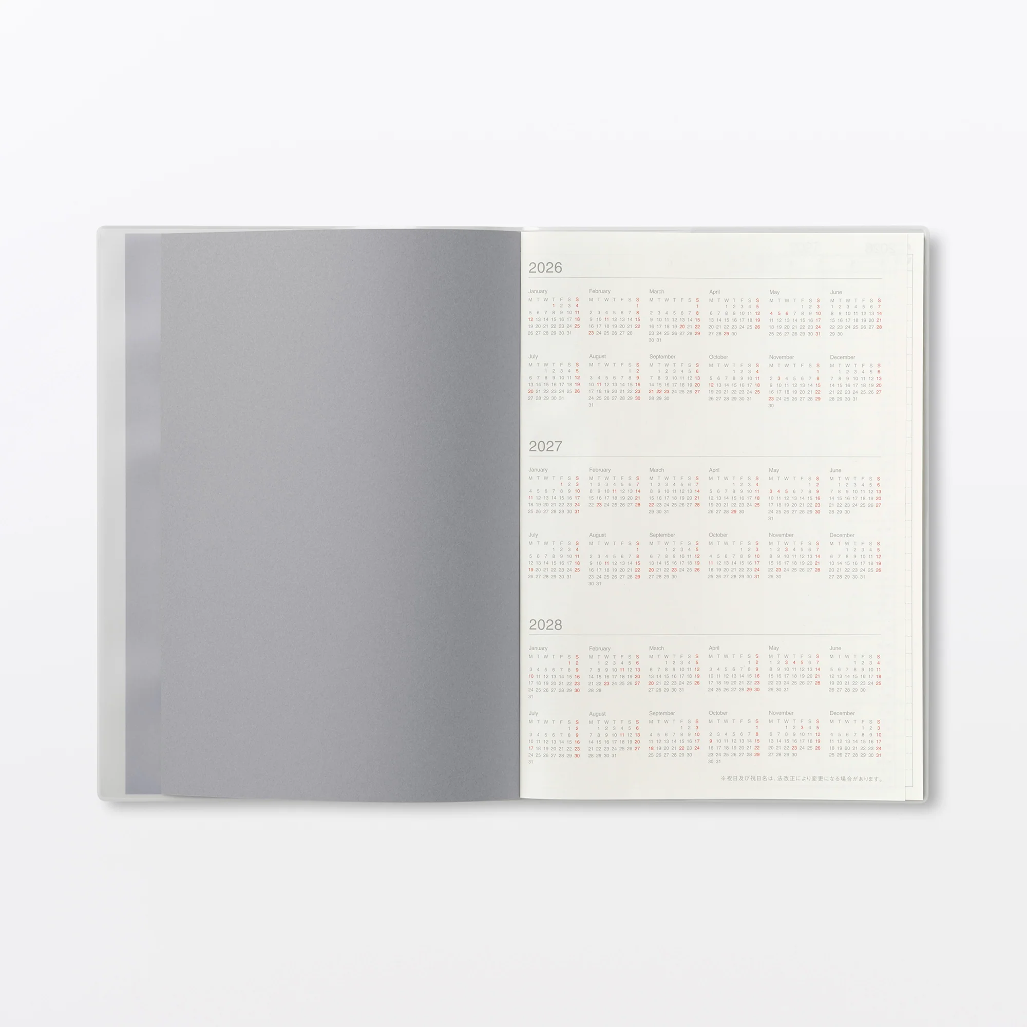 B5 White Grey Monthly/Weekly Planner From Aug. 2026 - Mon. Start - Image 4