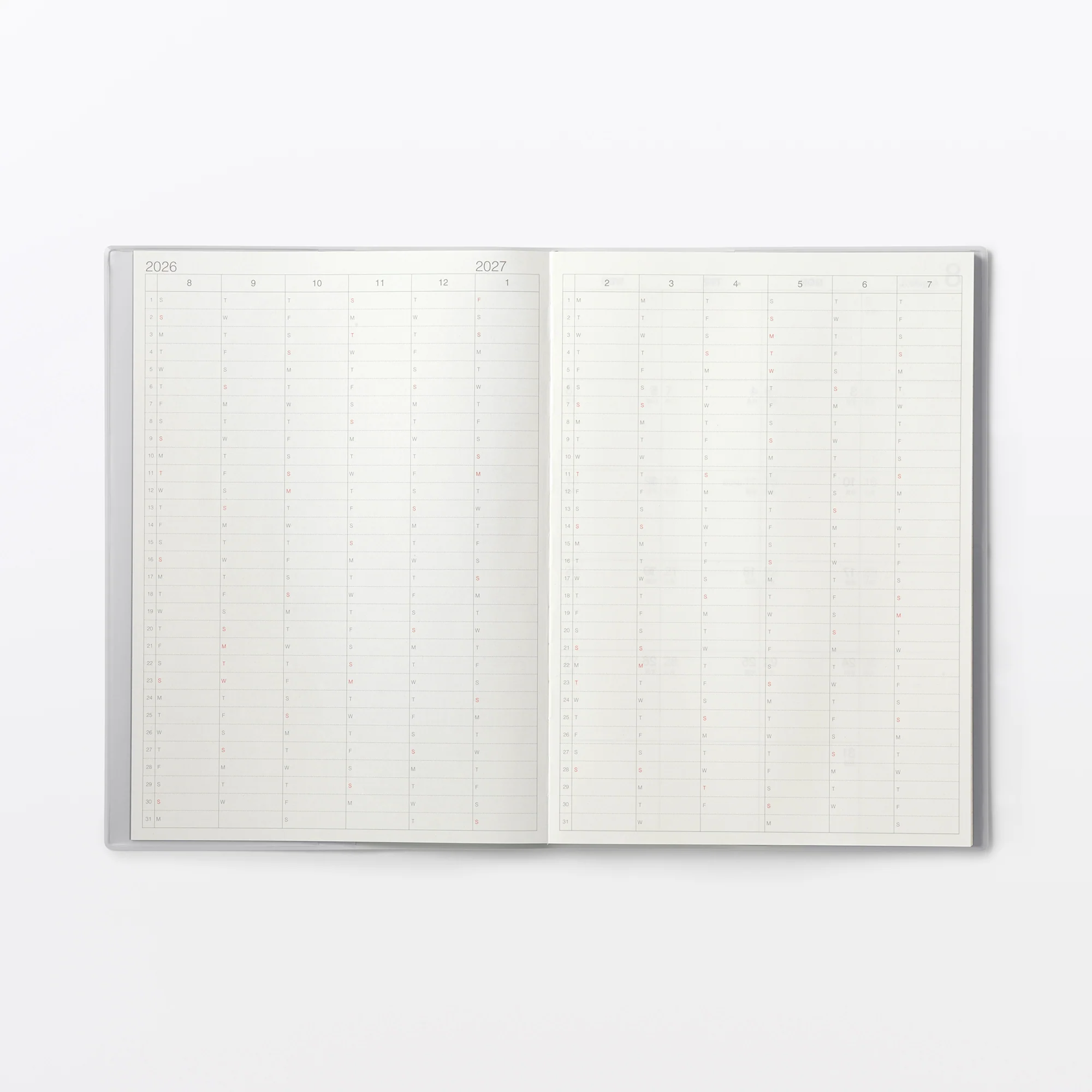 B5 White Grey Monthly/Weekly Planner From Aug. 2026 - Mon. Start - Image 5