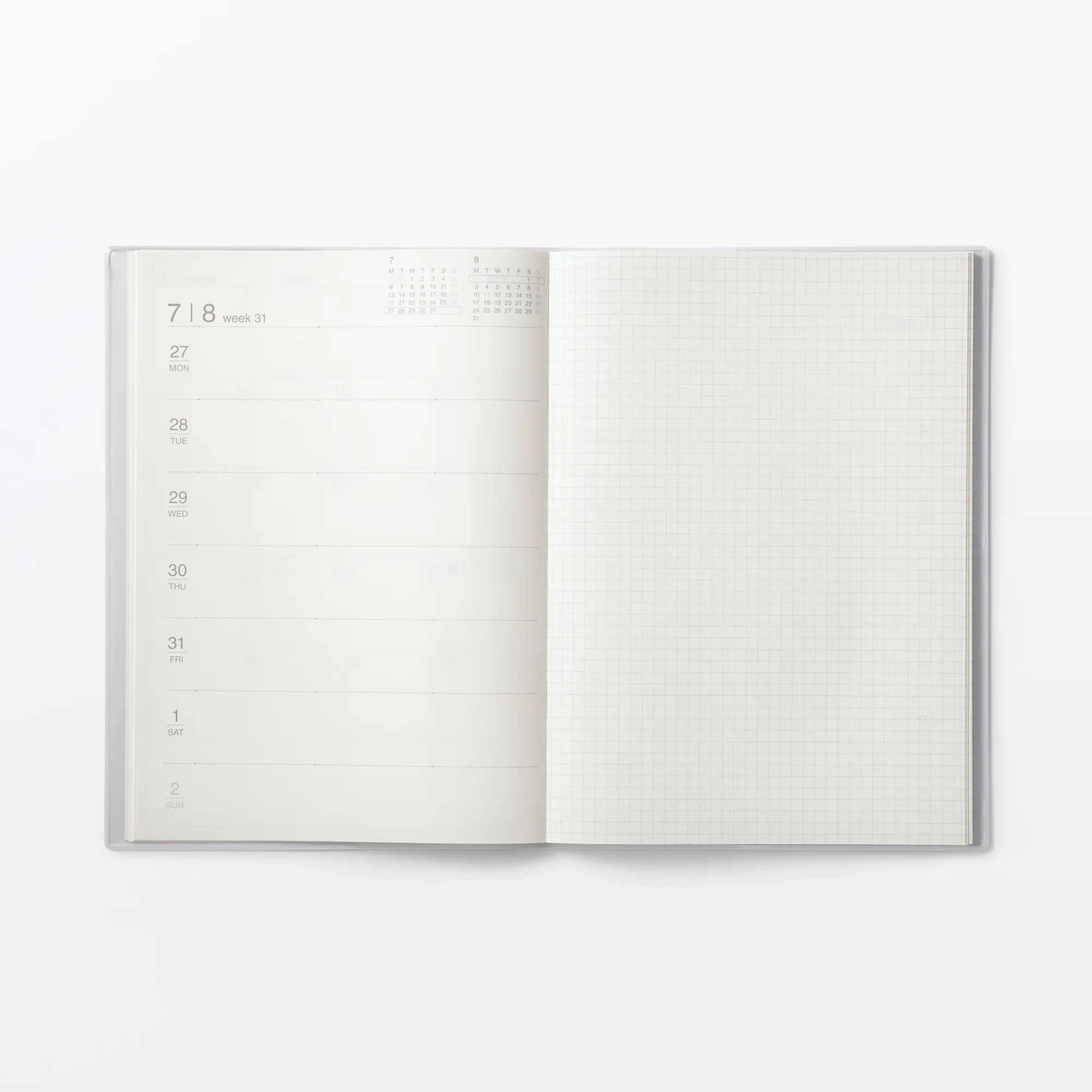 B5 White Grey Monthly/Weekly Planner From Aug. 2026 - Mon. Start - Image 7