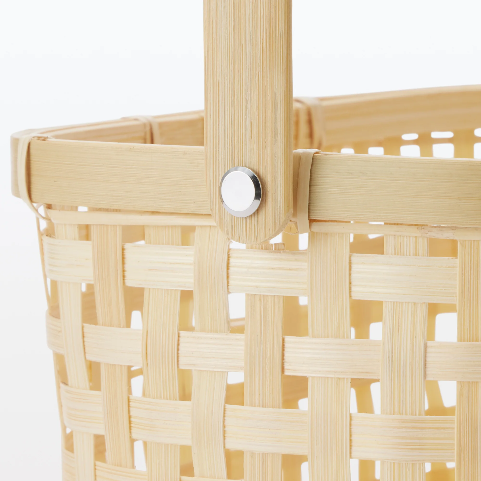 Bamboo Open Weave Basket with Handle - Medium (W25.5 x D18 x H24 cm) - Image 6