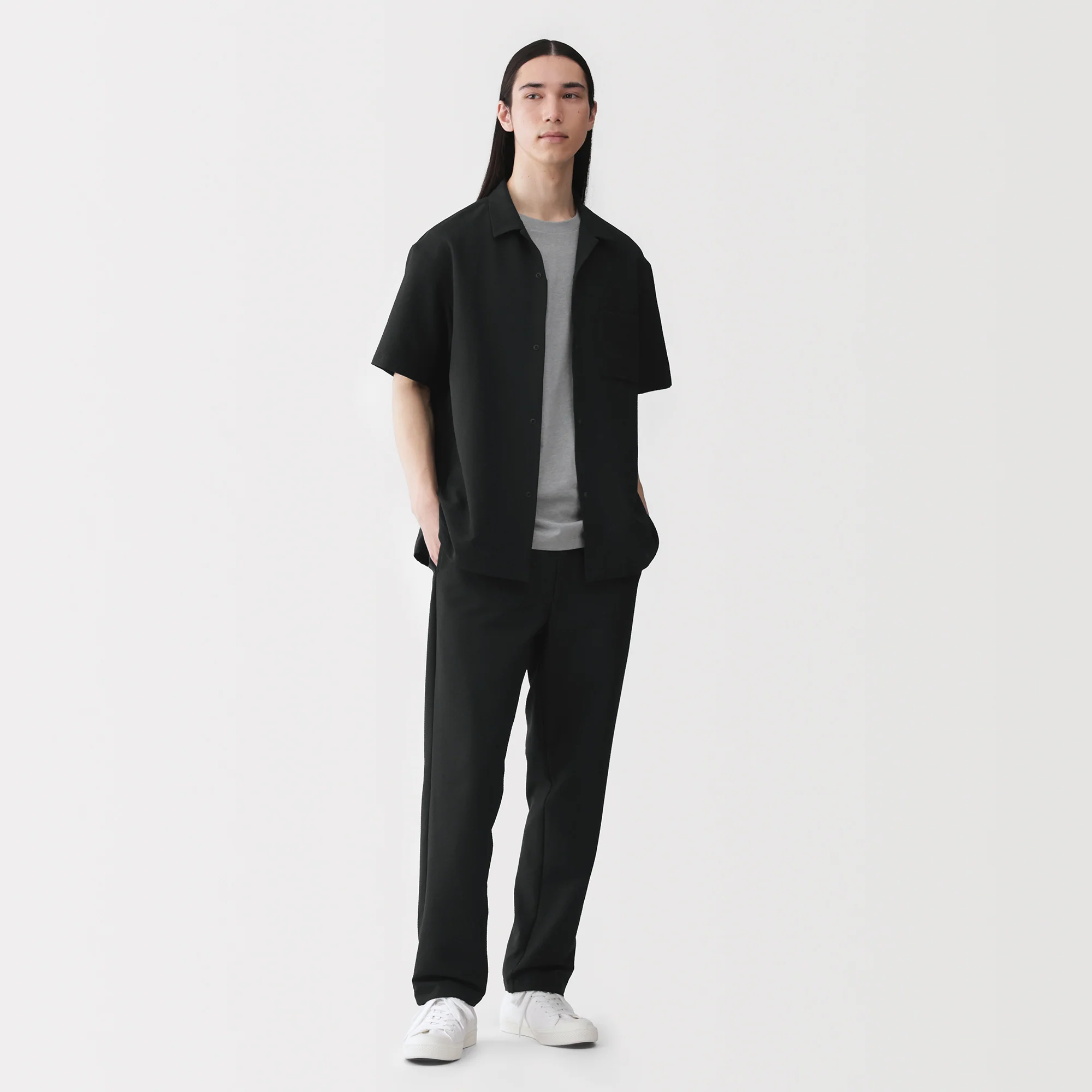 Breathable Seersucker Open Collar Shirt - Image 20