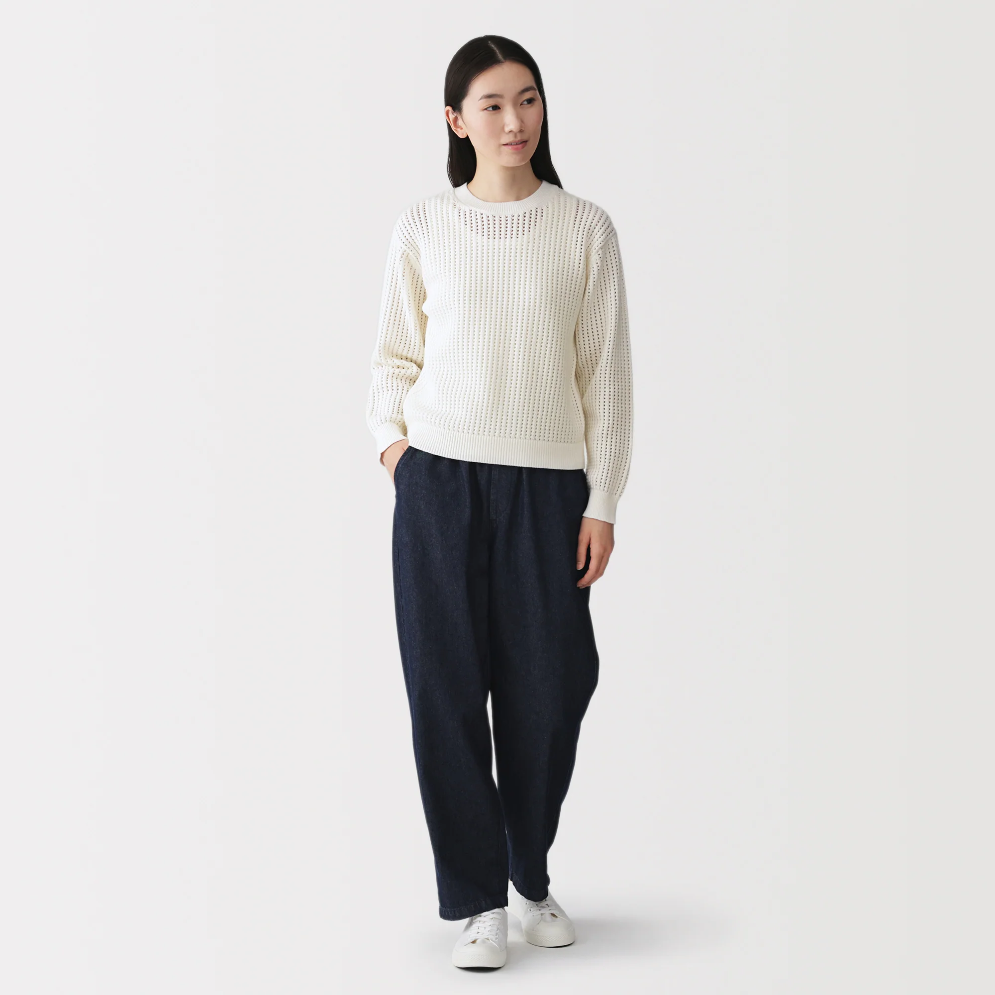 Cotton Blend Mesh Sweater - Image 20