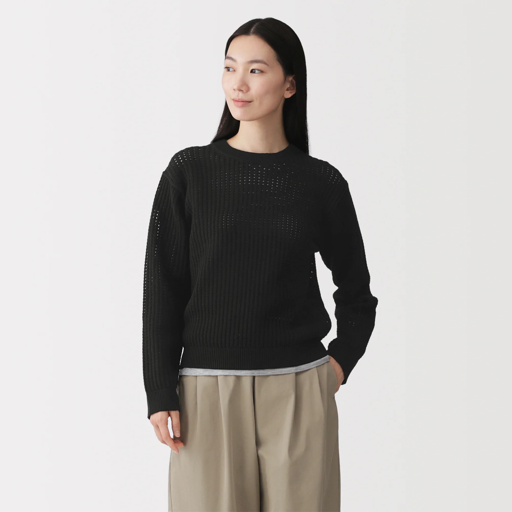 Cotton Blend Mesh Sweater - Image 35