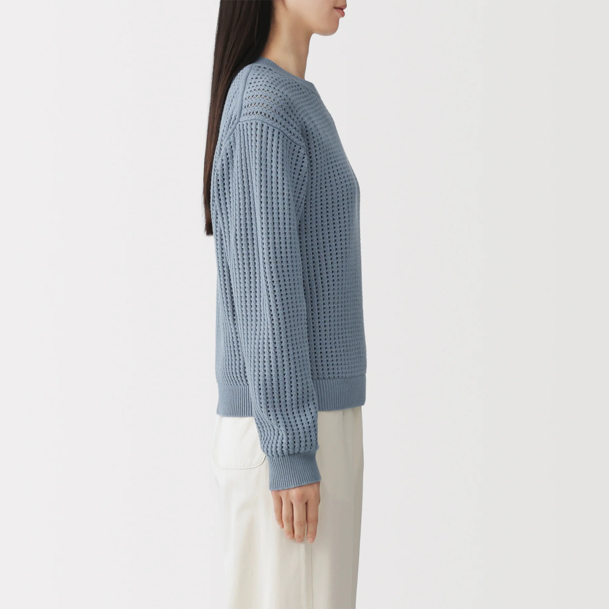 Cotton Blend Mesh Sweater - Image 5