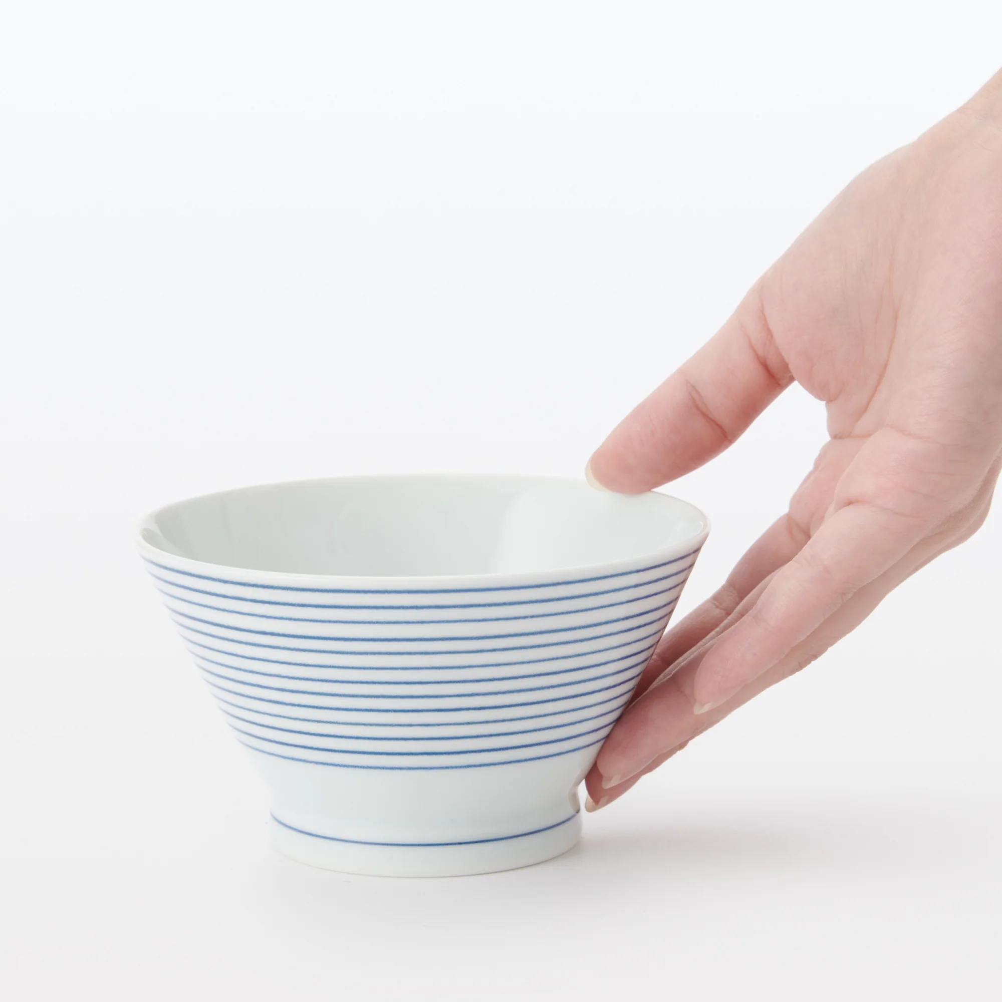Hasami Ware Rice Bowl - Horizontal Stripes Pattern - Image 6