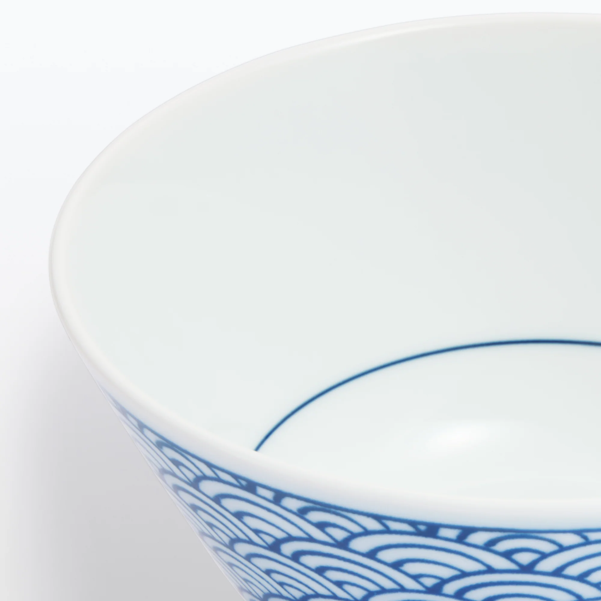 Hasami Ware Rice Bowl - Wave Pattern - Image 5