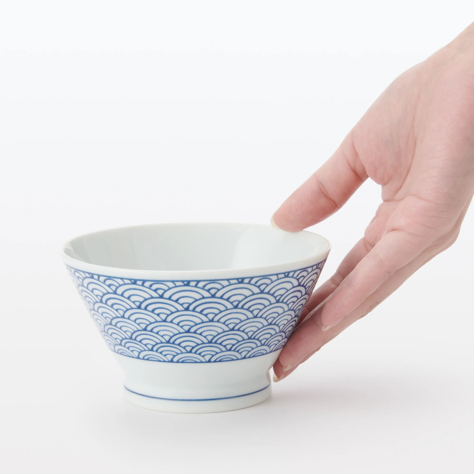 Hasami Ware Rice Bowl - Wave Pattern - Image 6