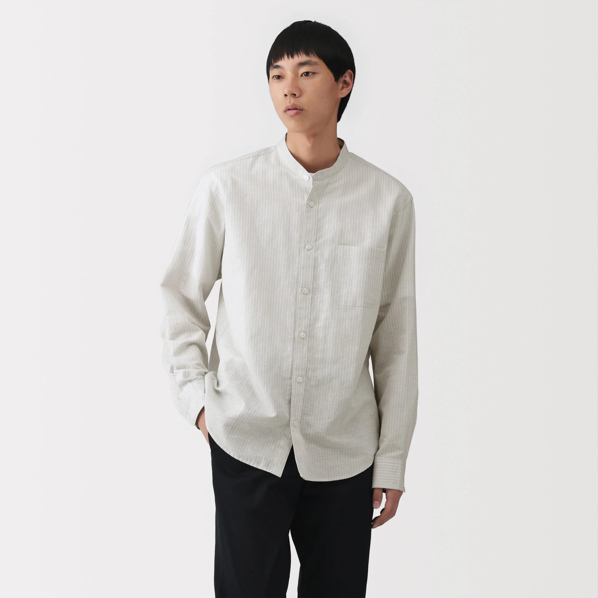 Hemp Cotton Stand Collar Shirt - Image 30