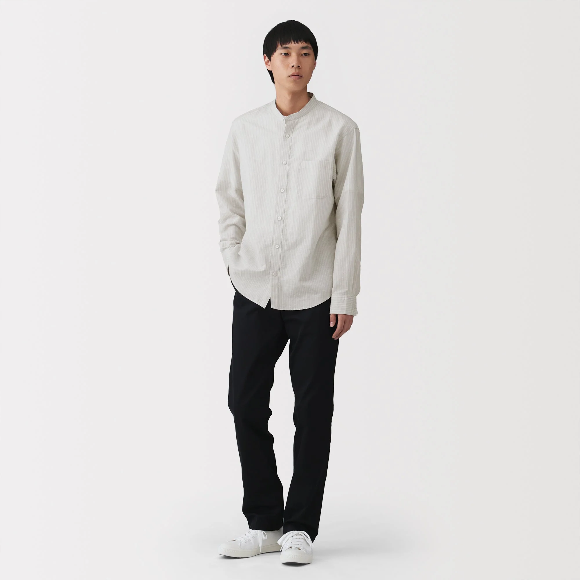 Hemp Cotton Stand Collar Shirt - Image 31