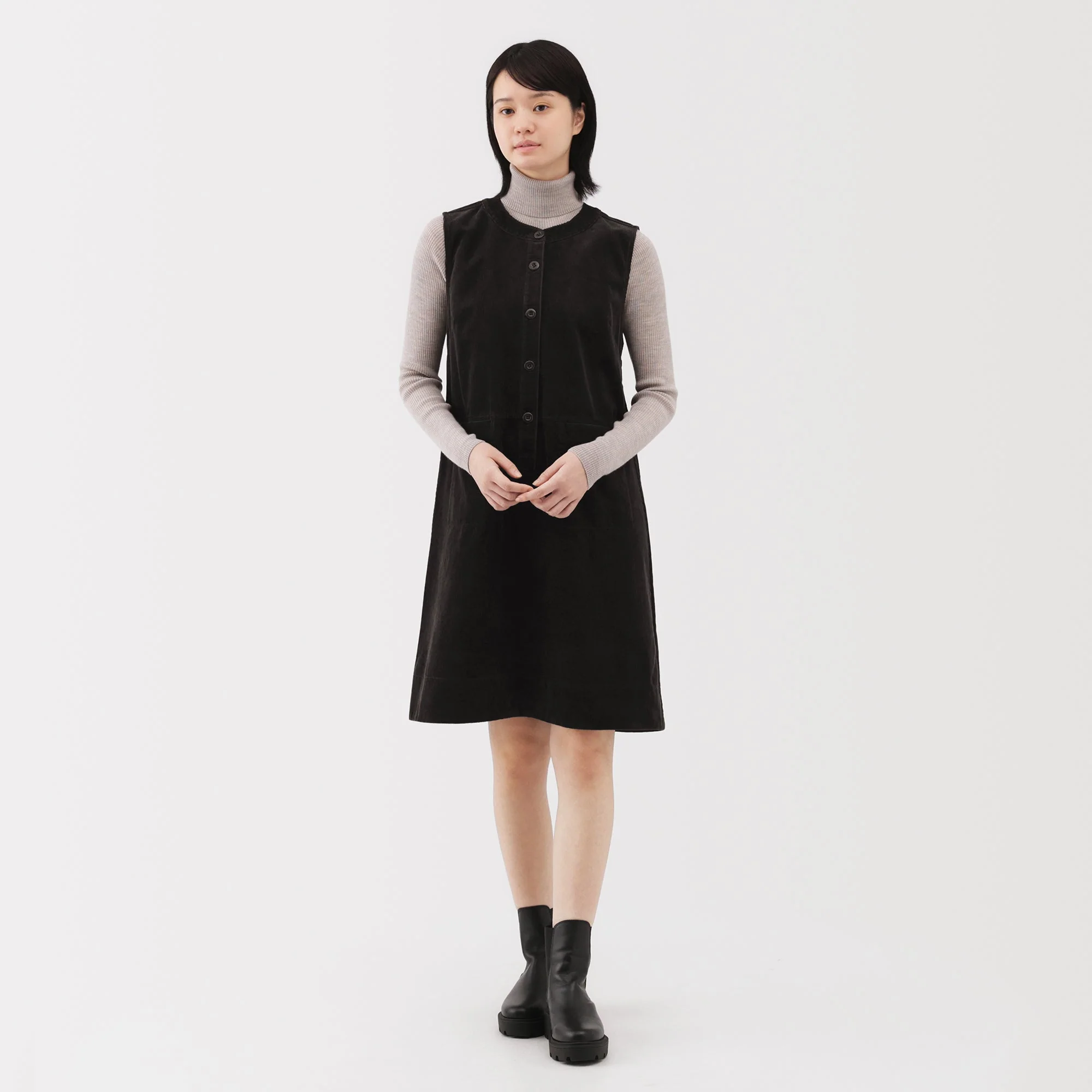 Kapok Blend Corduroy Jumper Dress - Image 3