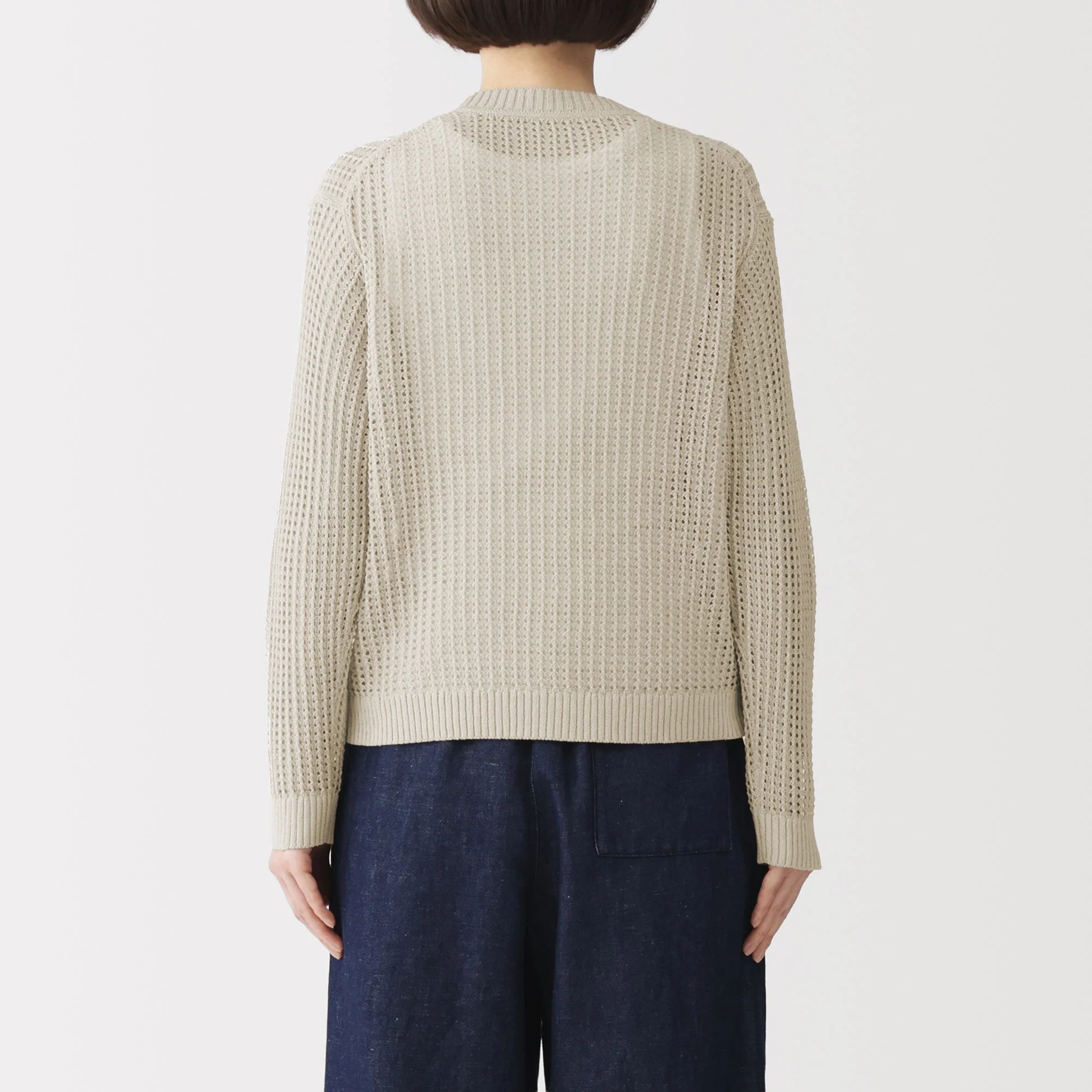 Linen Blend Mesh V-Neck Cardigan - Image 22