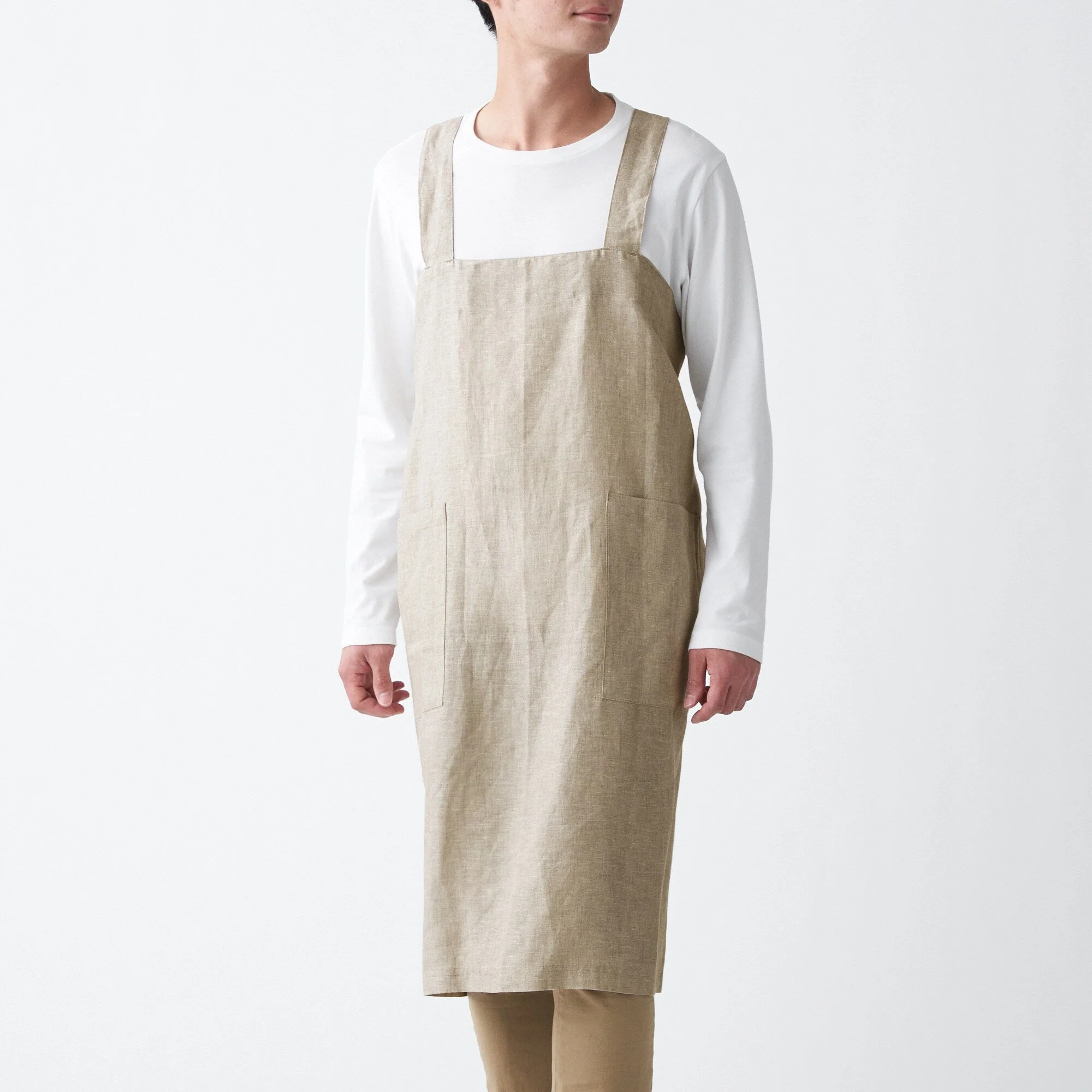 Linen Plain Weave Shoulder Strap Apron - Image 2