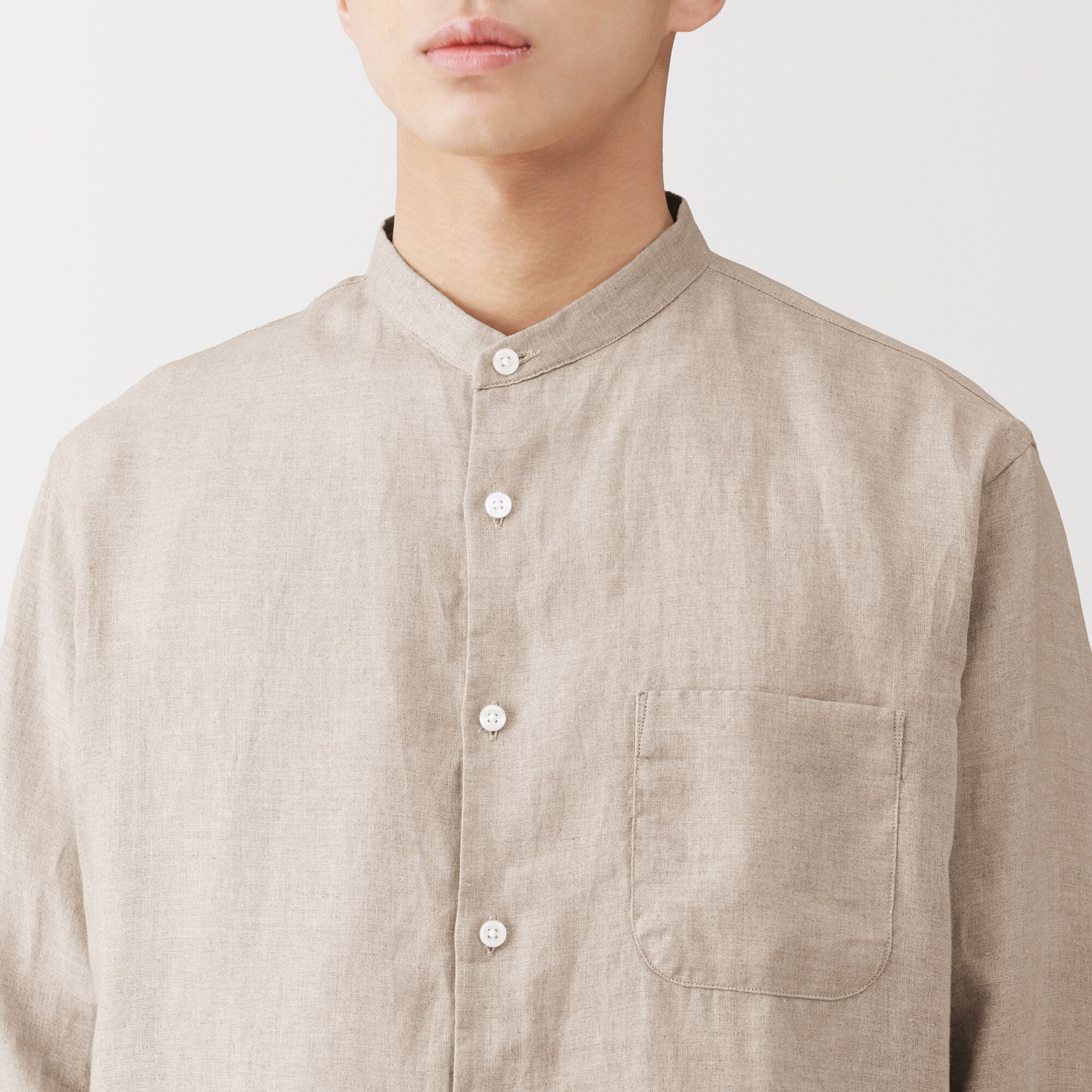 Linen Stand Collar Shirt - Image 16
