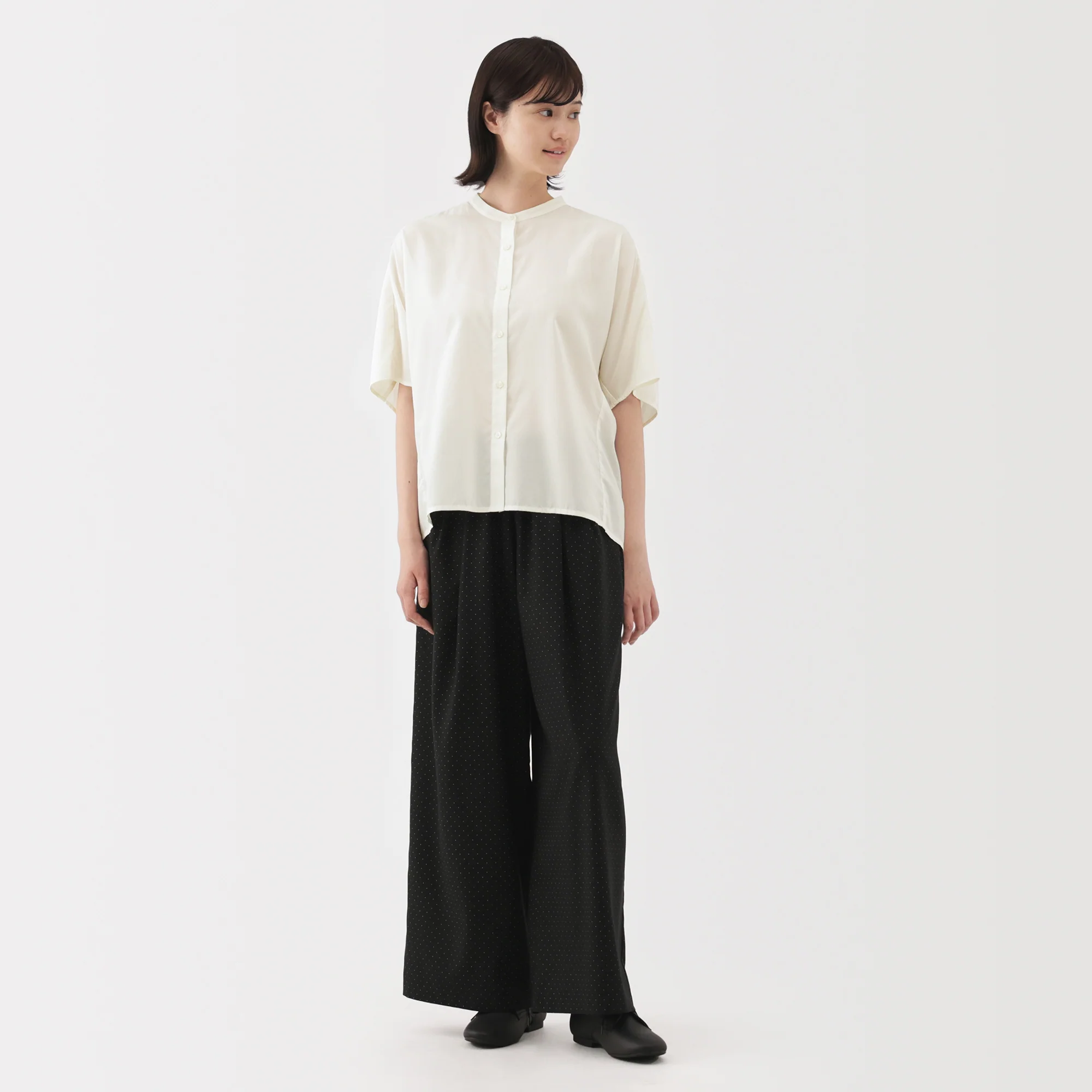 Lyocell Blend Half-Sleeve Blouse - Image 4
