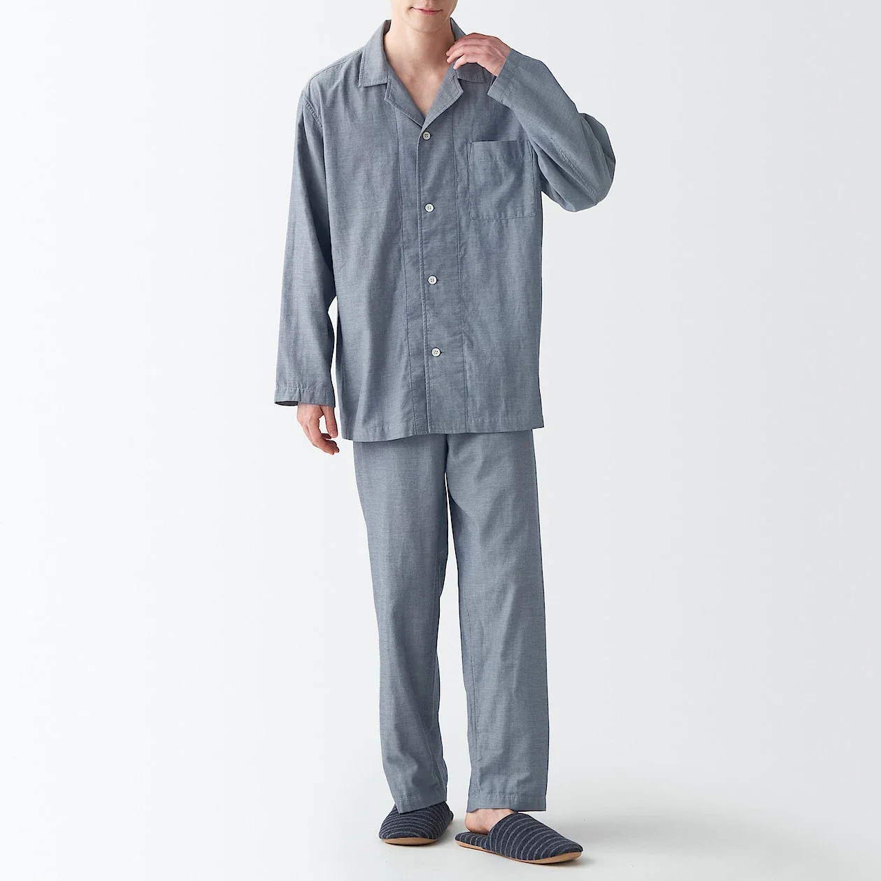 Men's Side Seamless Double Gauze Pajamas