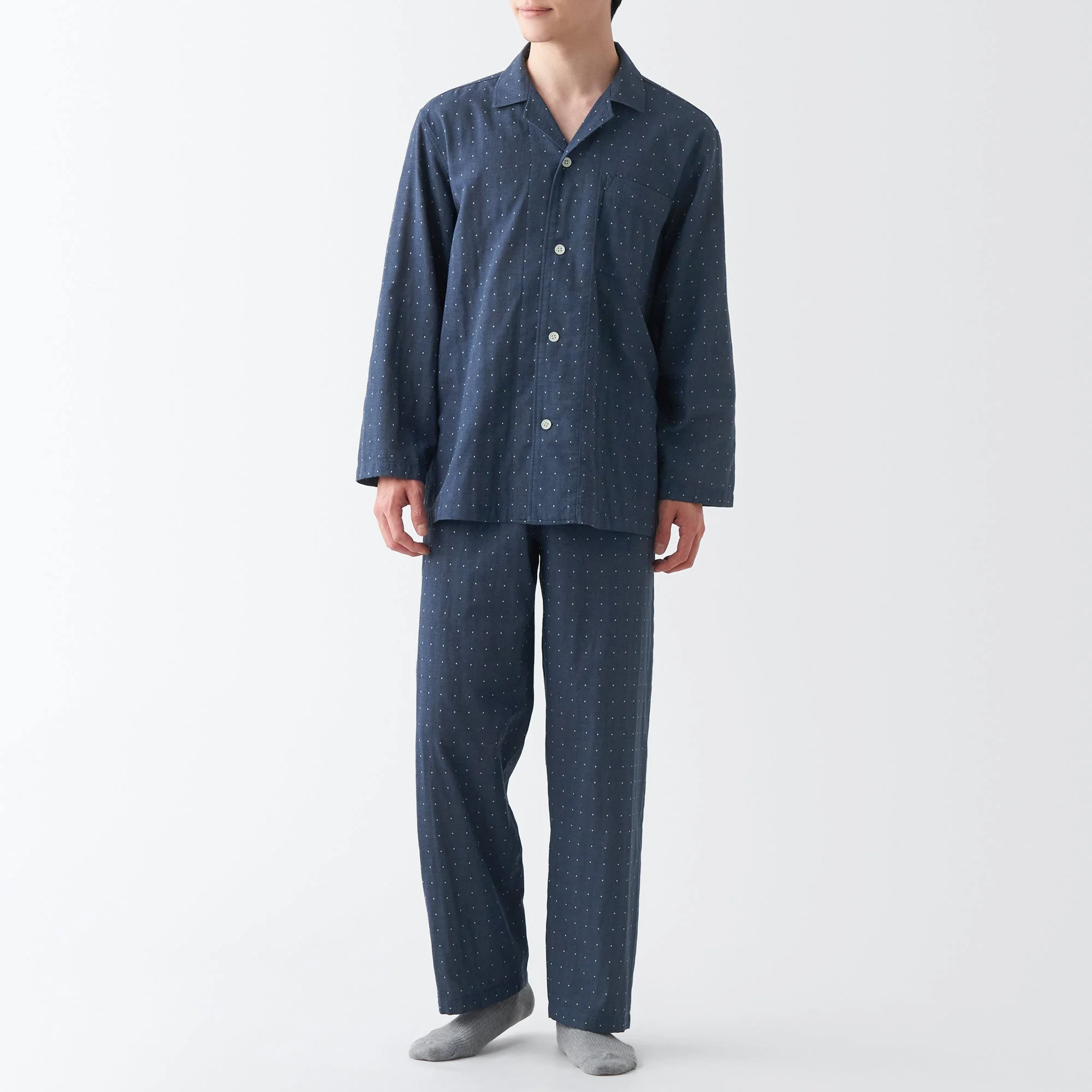 Men's Side Seamless Double Gauze Pajamas