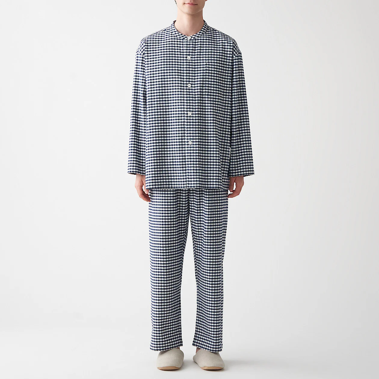 Men's Side-Seamless Flannel Stand Collar Pajamas - Image 13
