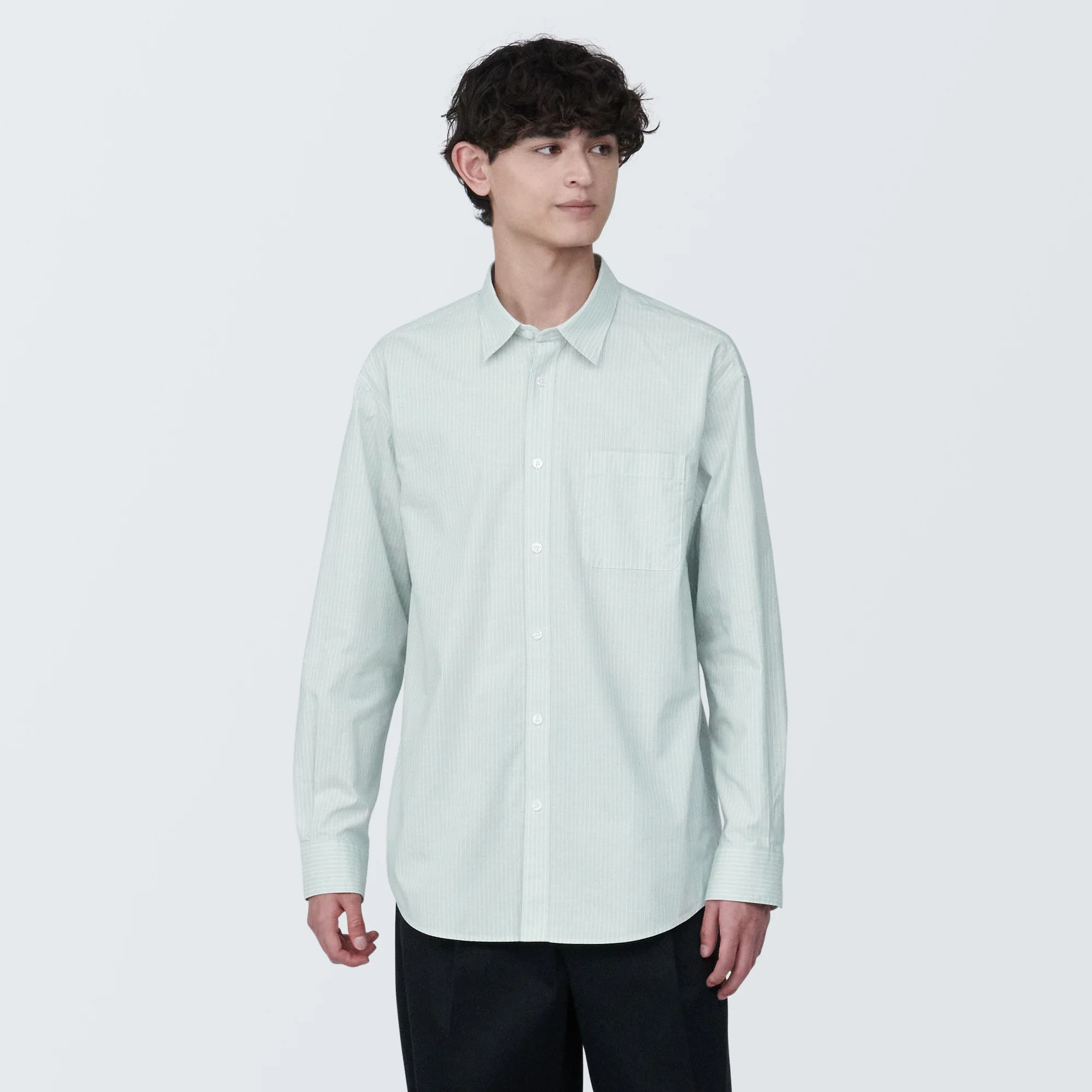 Men's Washed Broadcloth Long Sleeve Striped Shirt - Image 3