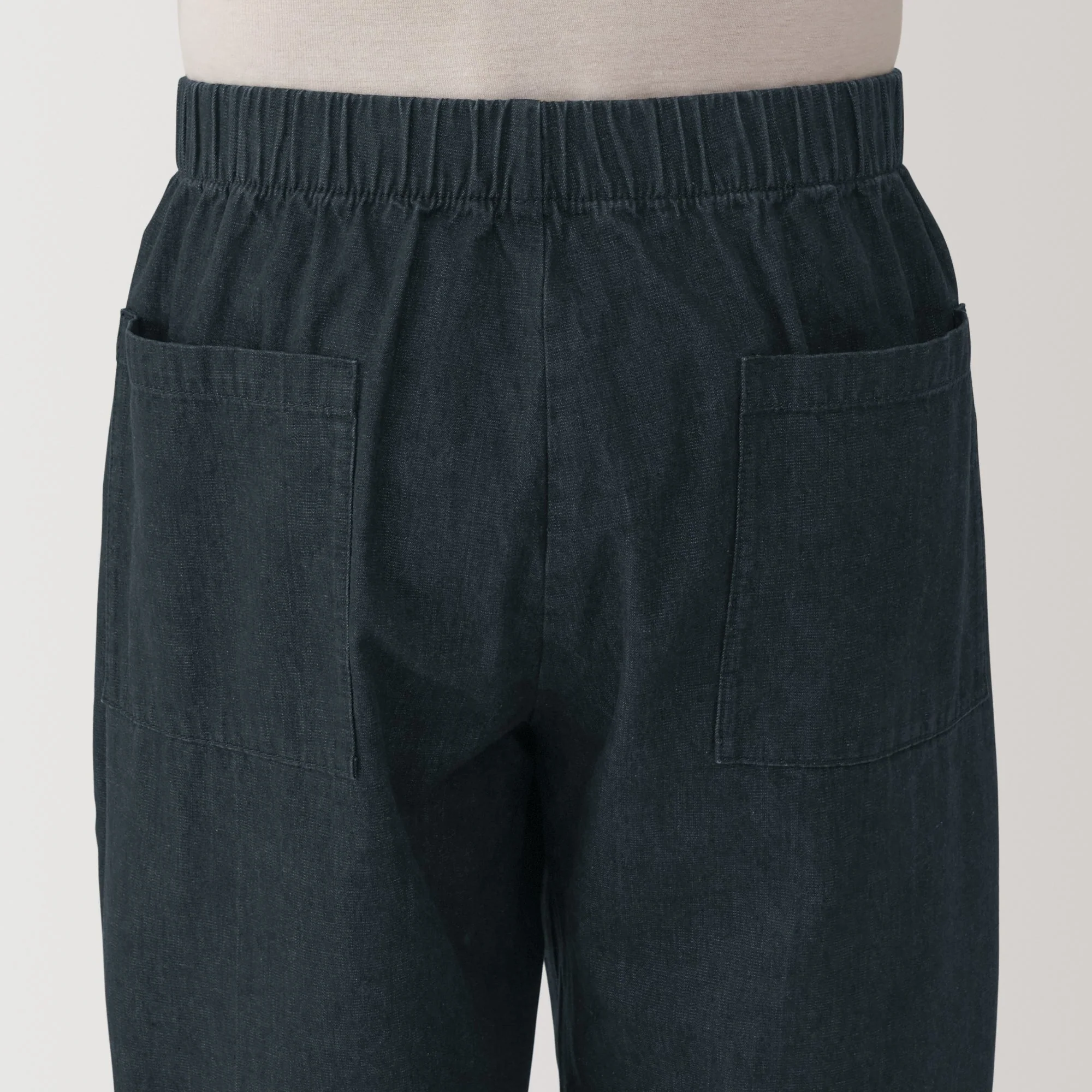 Men's Washed Denim Easy Pants - Black - Image 8