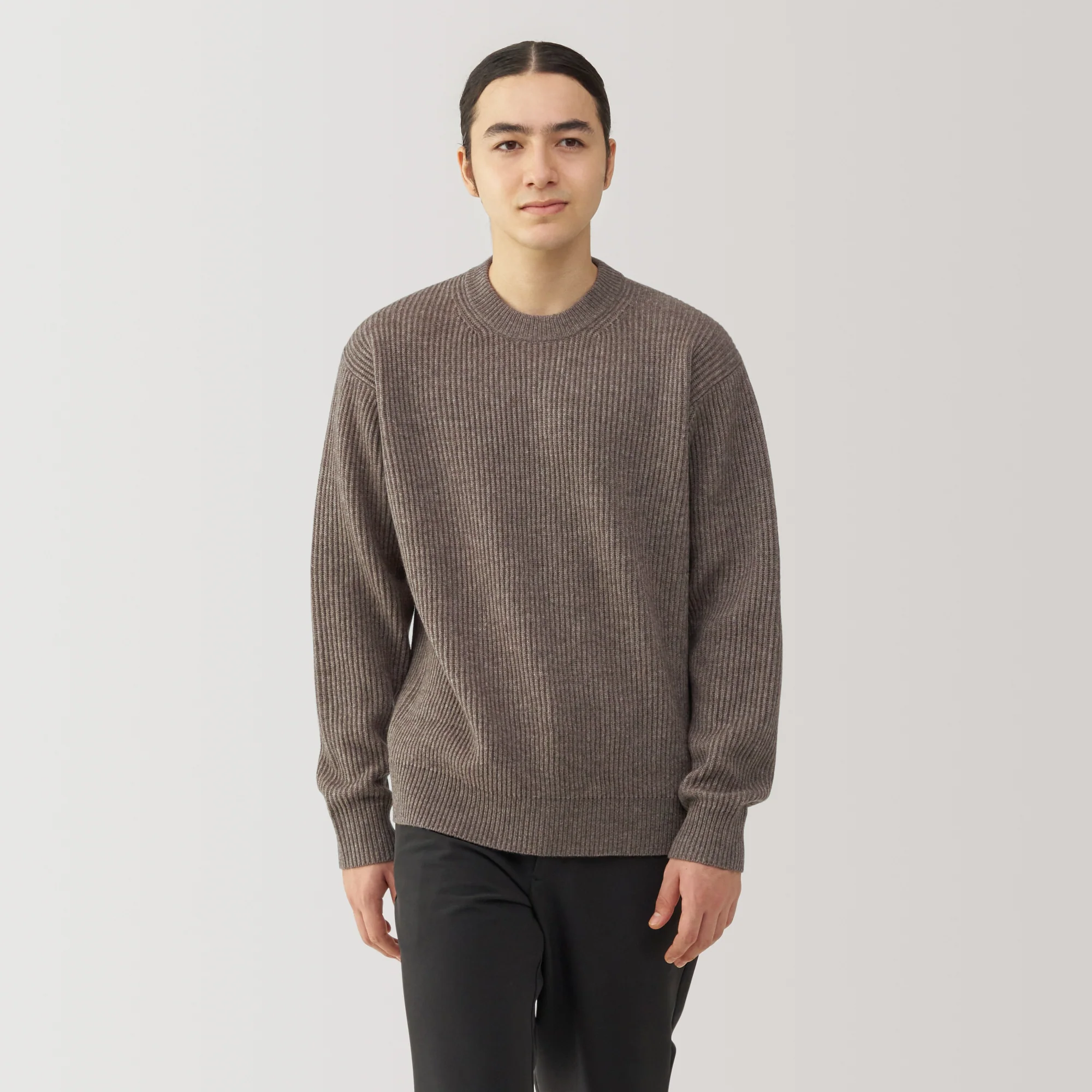 Men's Yak Wool Ribbed Crew Neck Sweater - Image 10