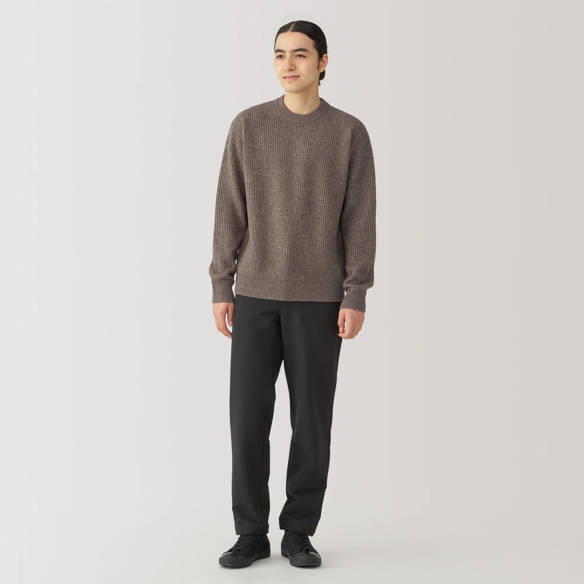 Men's Yak Wool Ribbed Crew Neck Sweater - Image 11