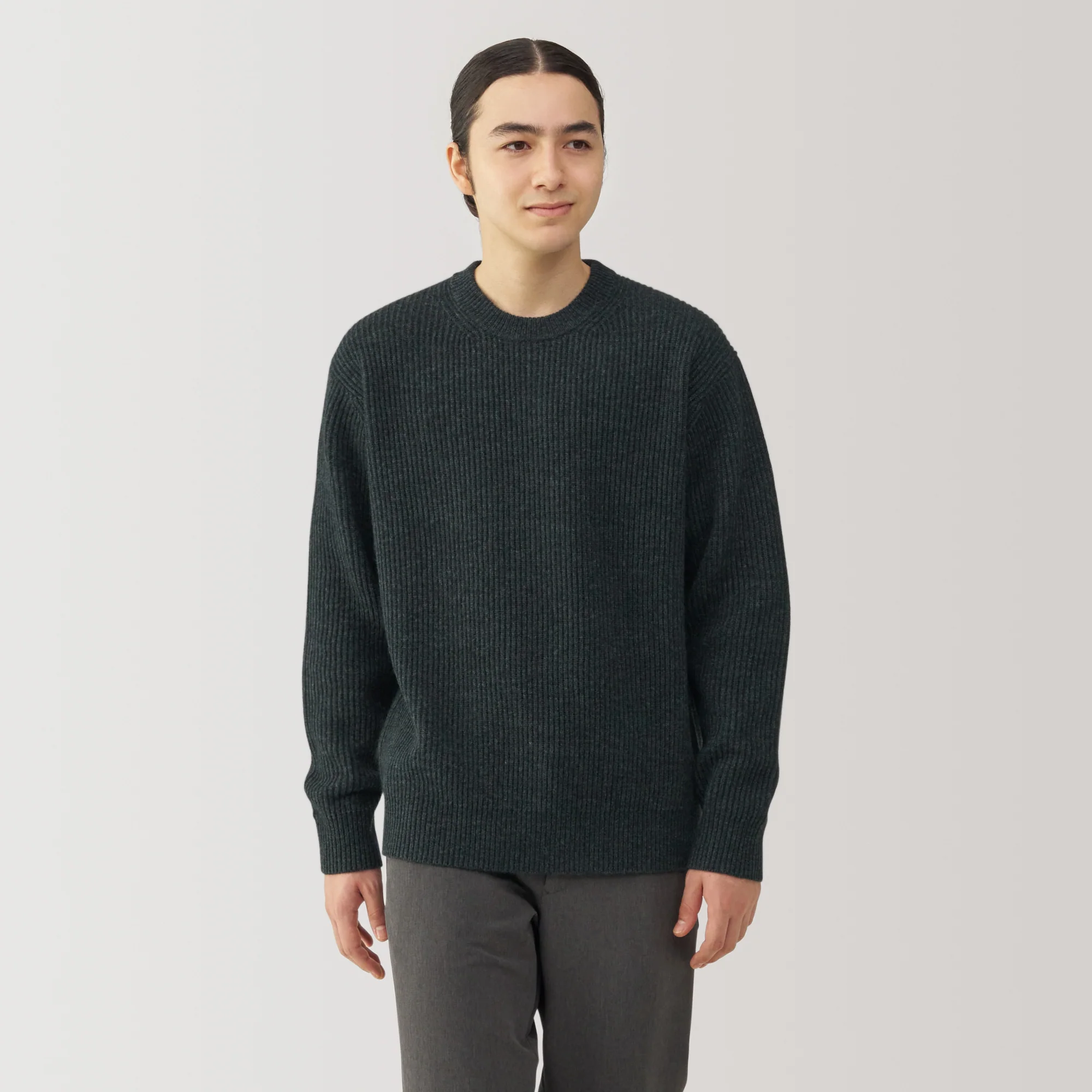 Men's Yak Wool Ribbed Crew Neck Sweater - Image 17