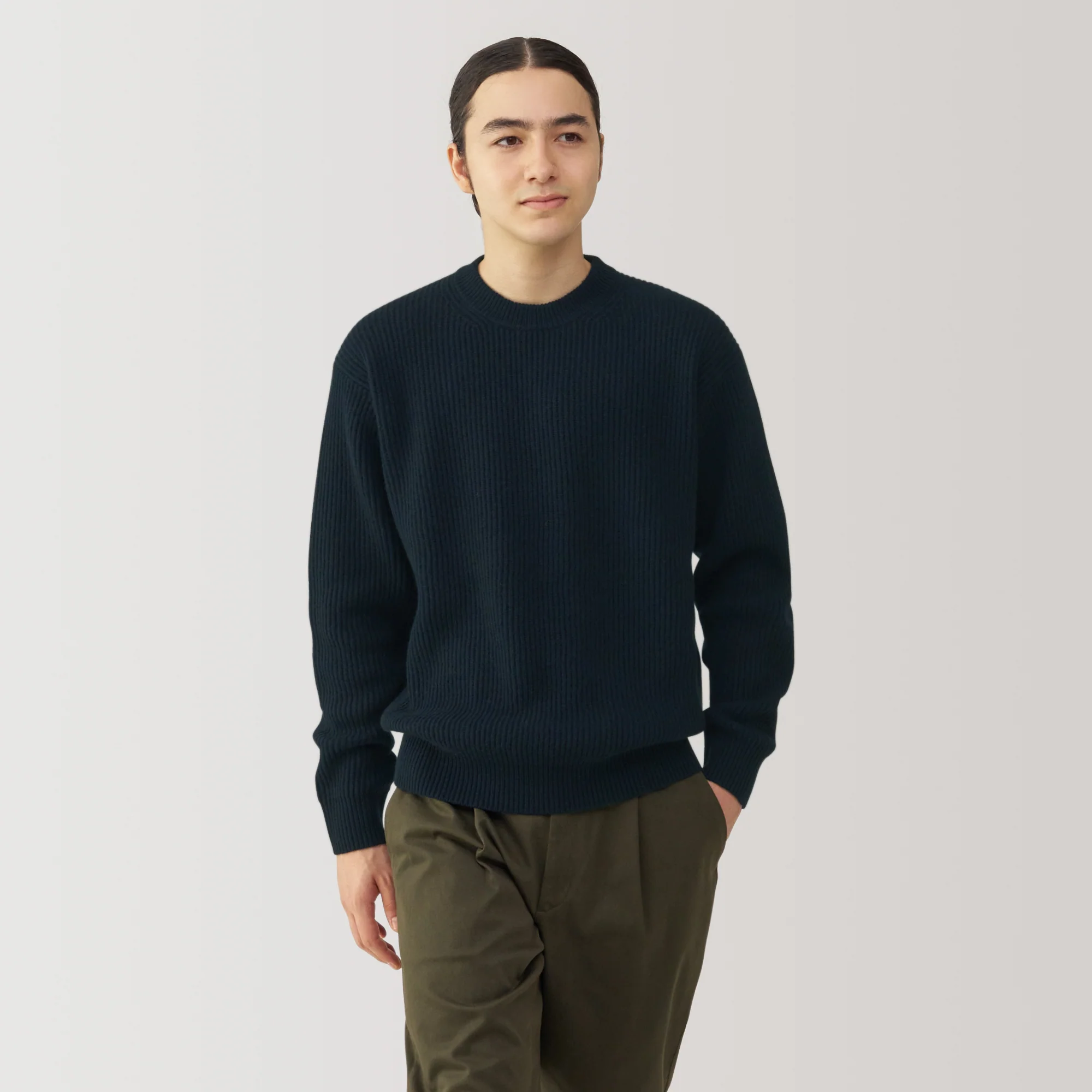 Men's Yak Wool Ribbed Crew Neck Sweater - Image 24