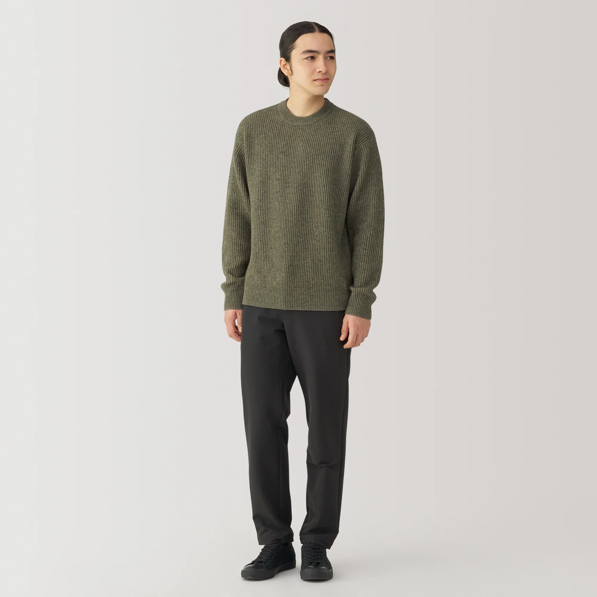 Men's Yak Wool Ribbed Crew Neck Sweater - Image 4