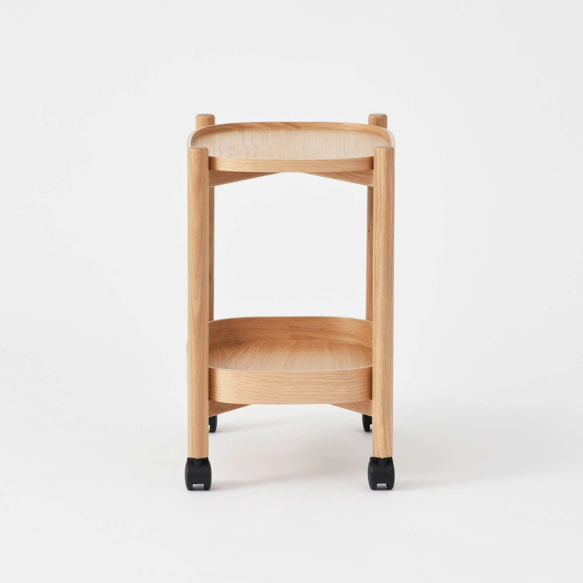 Oak Wheeled Cart Side Table - Image 4