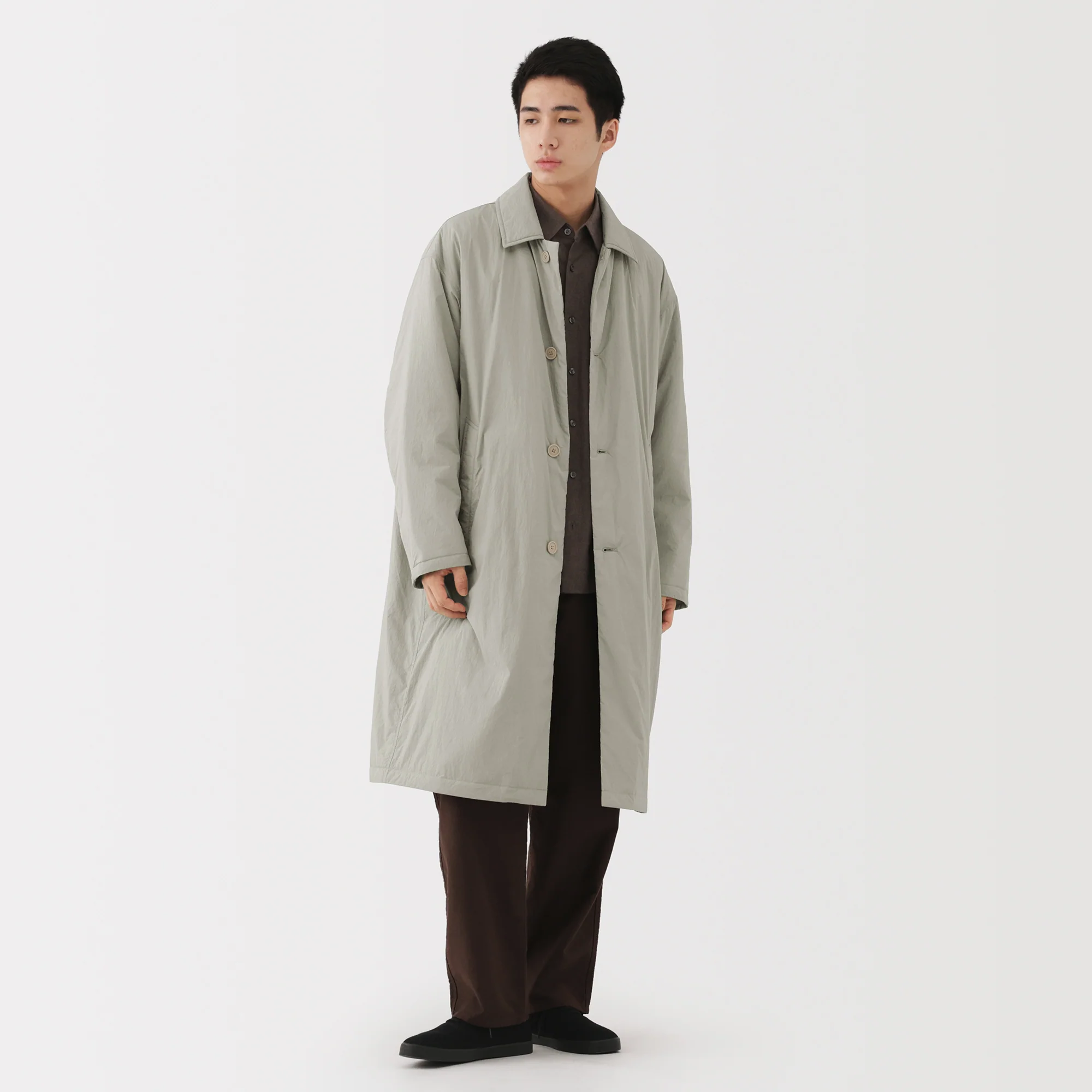 Padded Stand Fall Collar Coat - Image 3