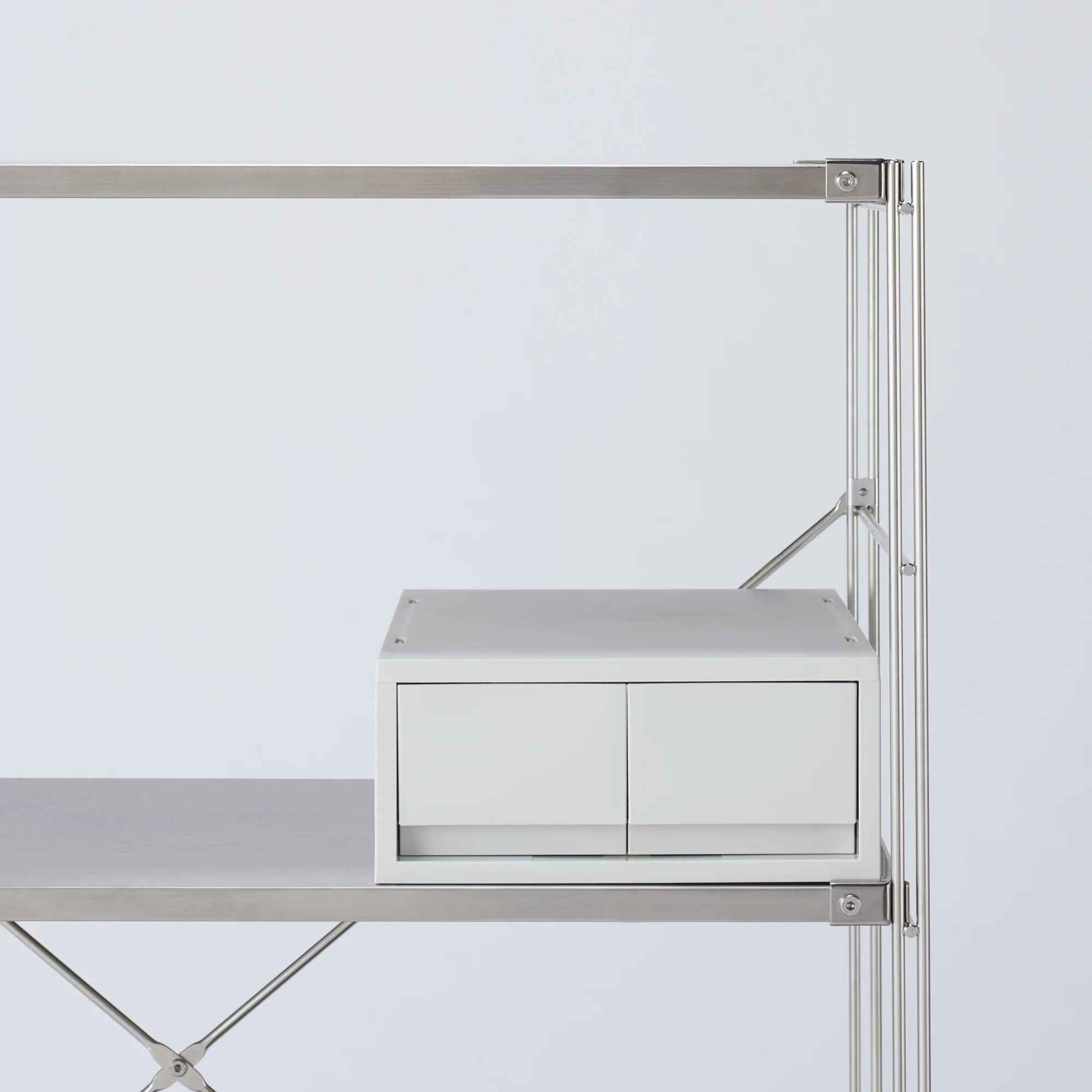 Polypropylene Storage Case 2 Drawer White Grey - Shallow (W26 x D37 x H12 cm) - Image 5