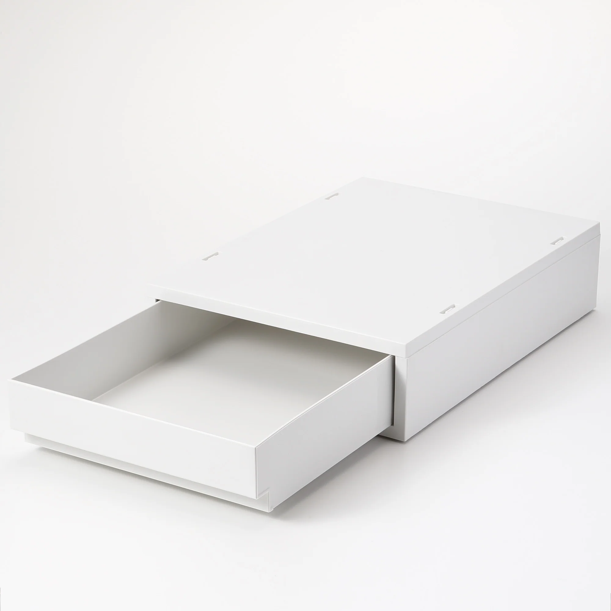 Polypropylene Storage Case Drawer White Grey - Extra Shallow (W26 x D37 x H9 cm) - Image 2