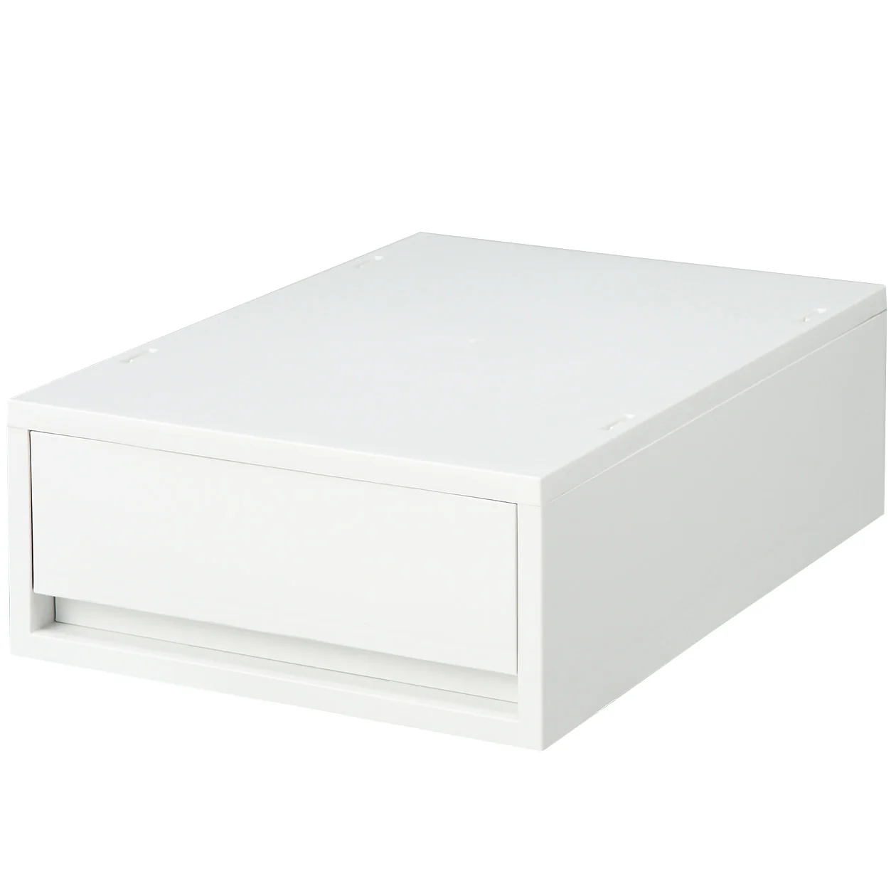 Polypropylene Storage Case Drawer White Grey - Shallow (W26 x D37 x H12 cm)