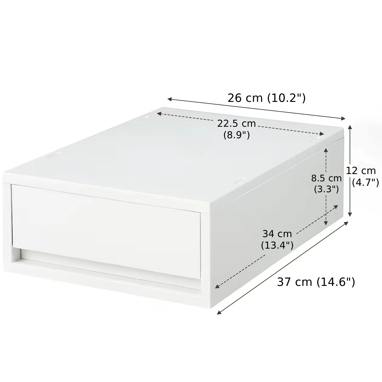 Polypropylene Storage Case Drawer White Grey - Shallow (W26 x D37 x H12 cm) - Image 4