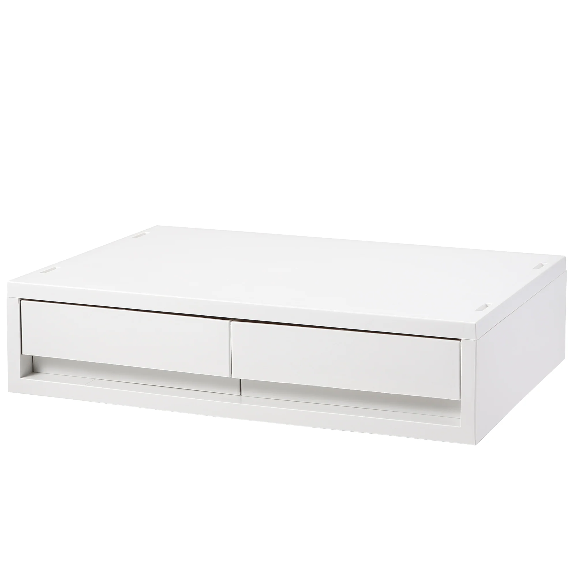 Polypropylene Wide Storage Case 2 Drawer White Grey - Extra Shallow (W37 x D26 x H9 cm)