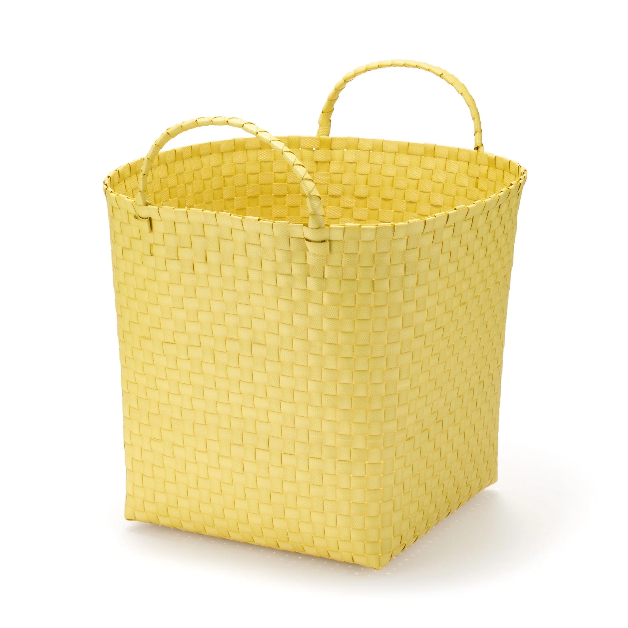 Recycled Polypropylene Strap Weave Basket - Yellow - Large (Dia. 40 x H32 cm)