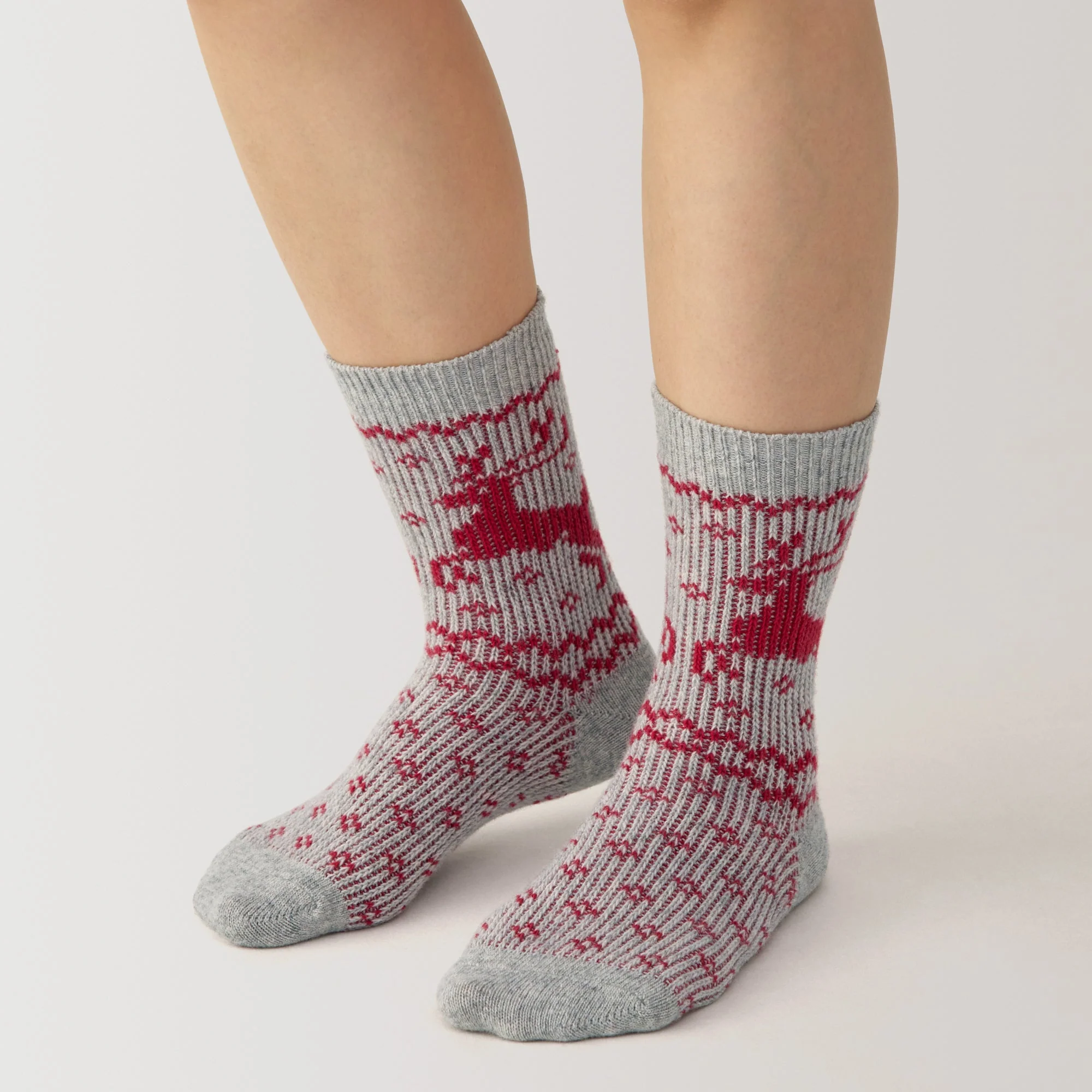 Right Angle Loose Top Reindeer Pattern Socks - Image 6