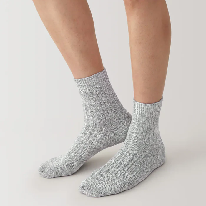 Right Angle Ribbed Thick Short Socks - Image 12