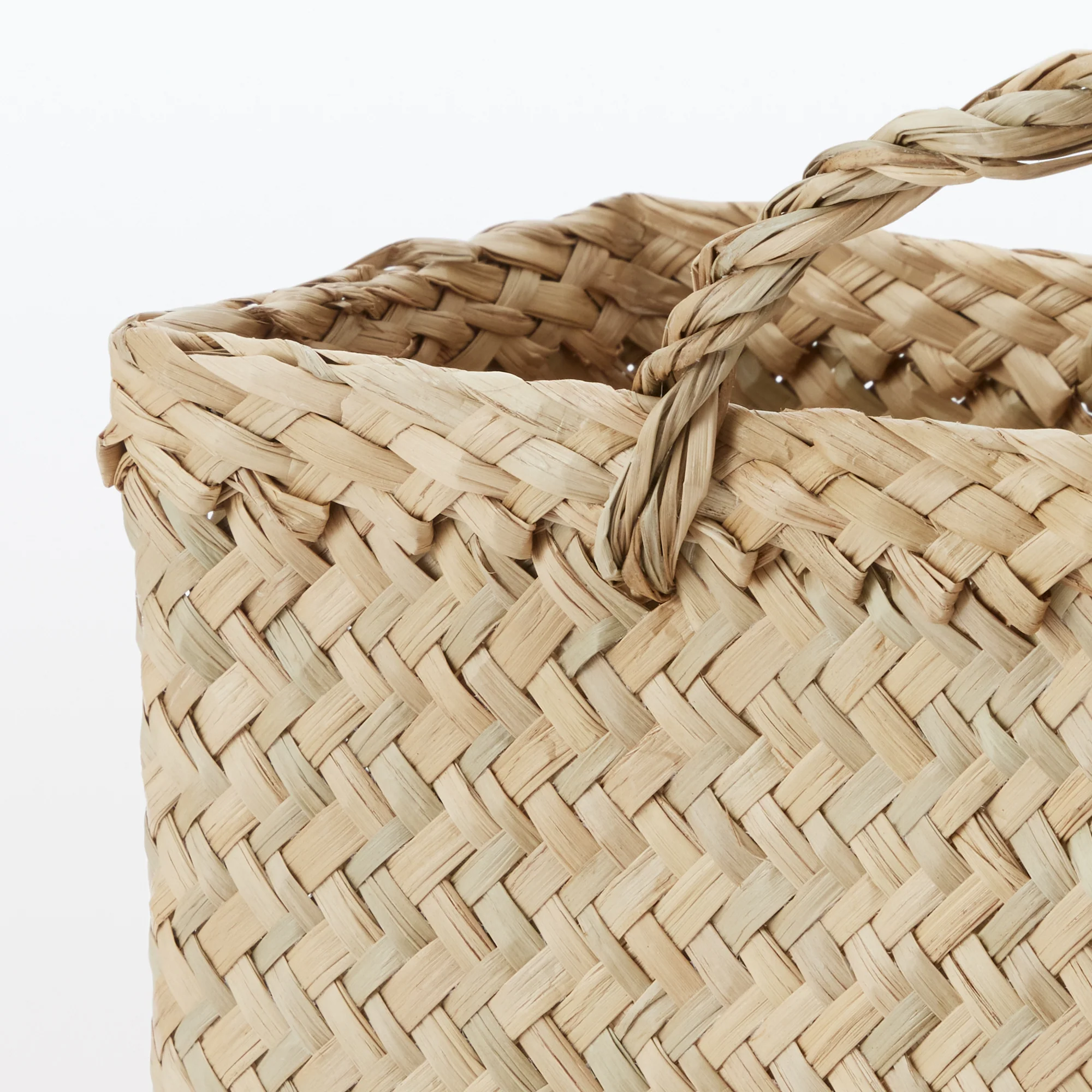 Seagrass Herringbone Basket with Handle - Large (W36 x D12.5 x H24 cm) - Image 6