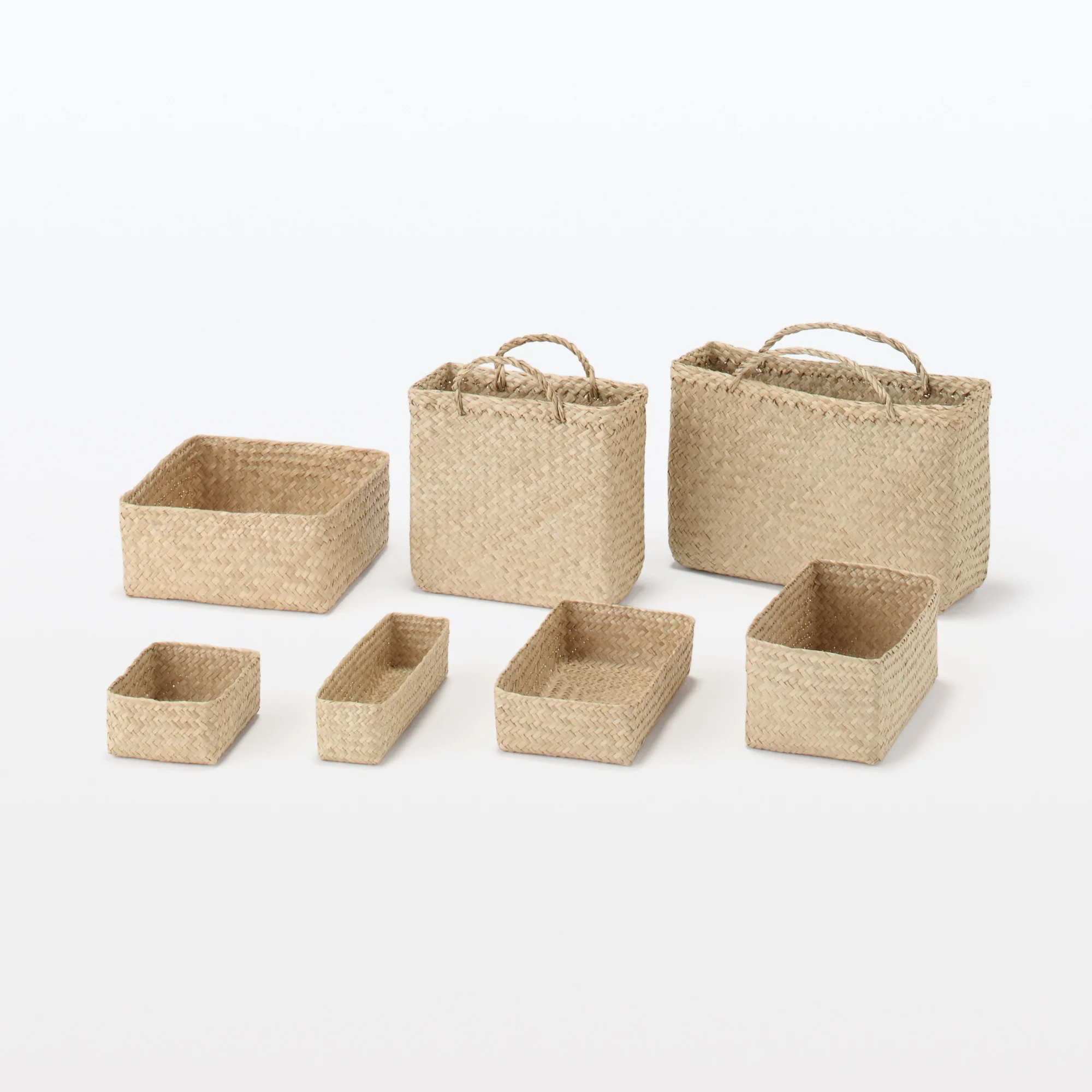 Seagrass Organizer Herringbone Rectangular Half Basket - Medium (W7.5 x D25 x H7 cm) - Image 8