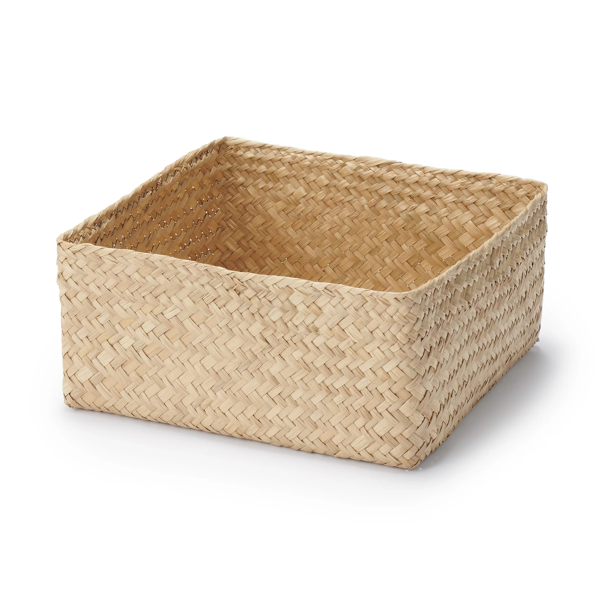 Seagrass Organizer Herringbone Square Basket (W25 x D25 x H12 cm)