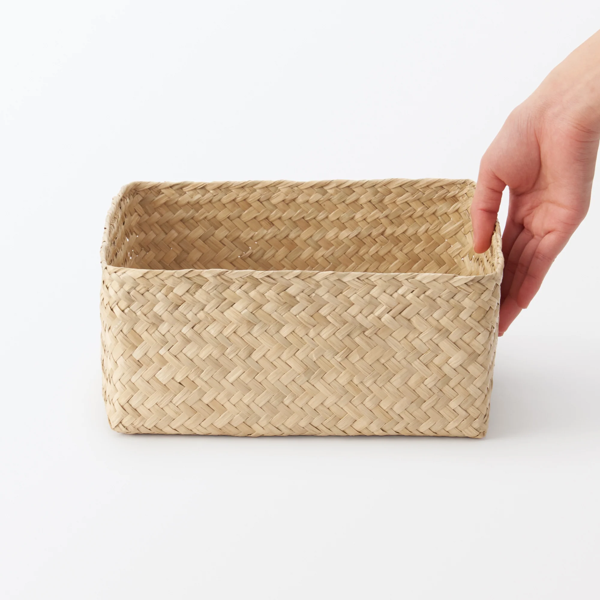 Seagrass Organizer Herringbone Square Basket (W25 x D25 x H12 cm) - Image 6