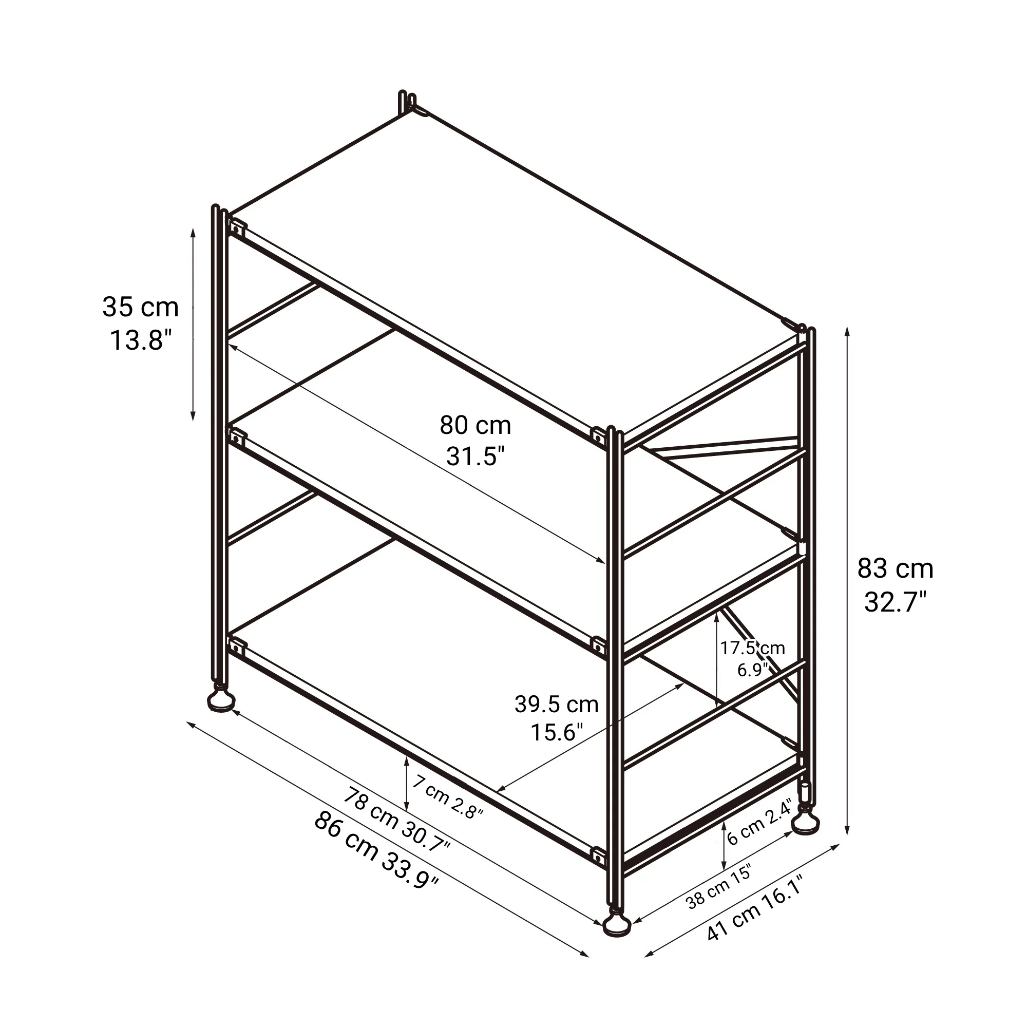 SUS Shelving Unit - Oak - Wide - Small - Image 5