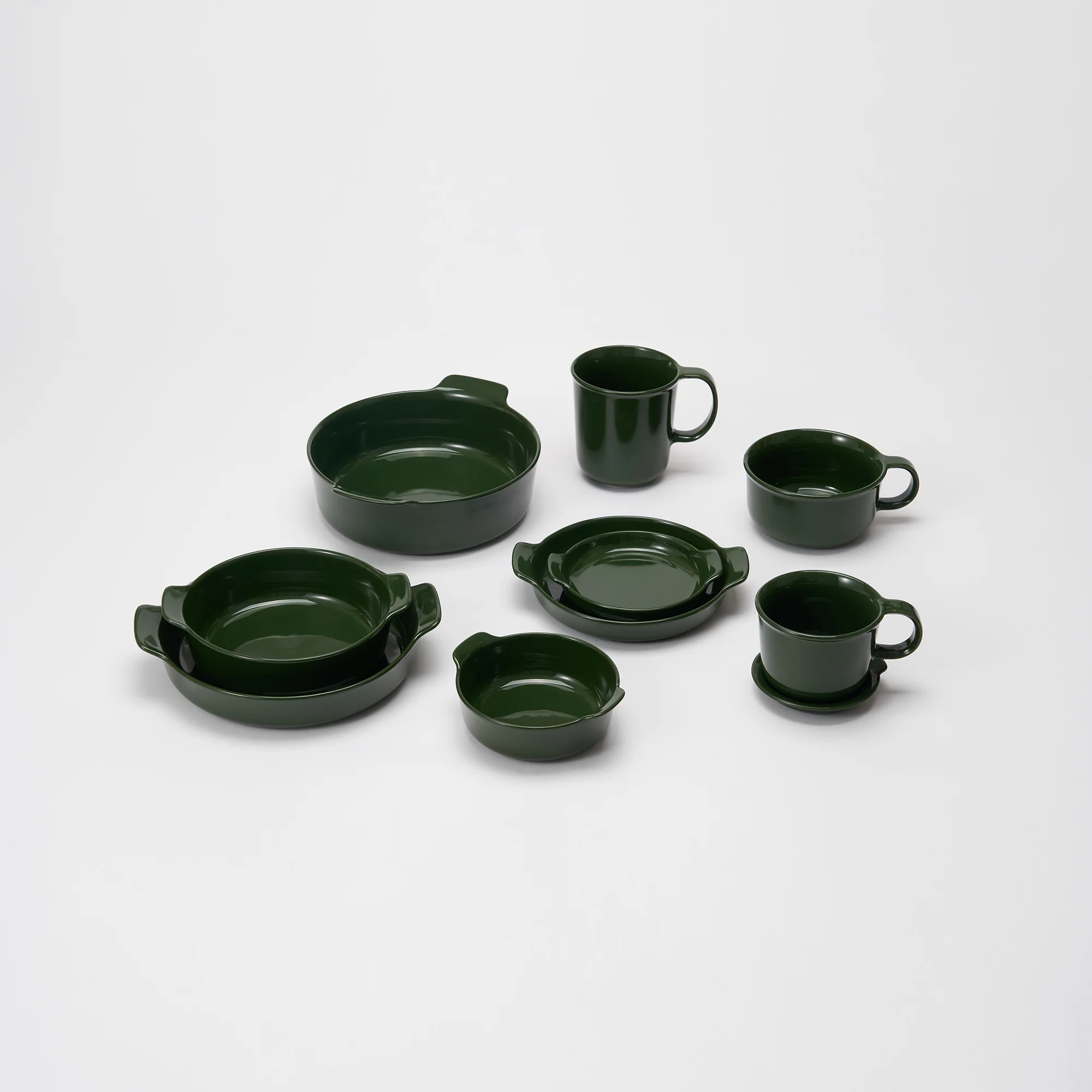 Stoneware Plate (Dia. 12.8 cm) - Dark Green - Image 7