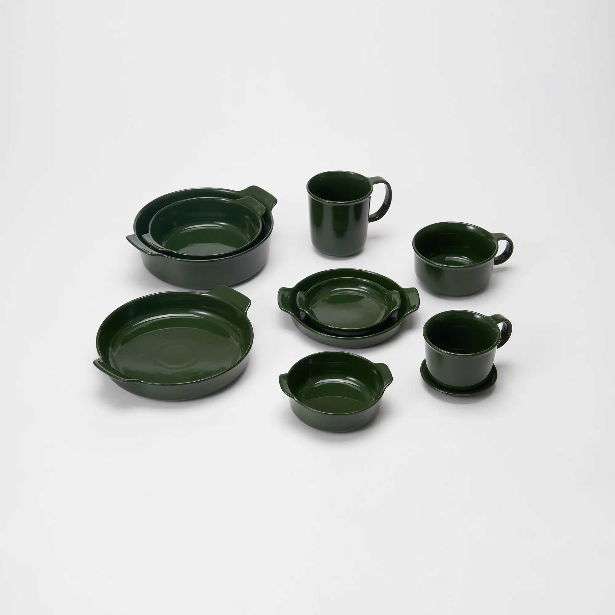 Stoneware Plate (Dia. 12.8 cm) - Dark Green - Image 8