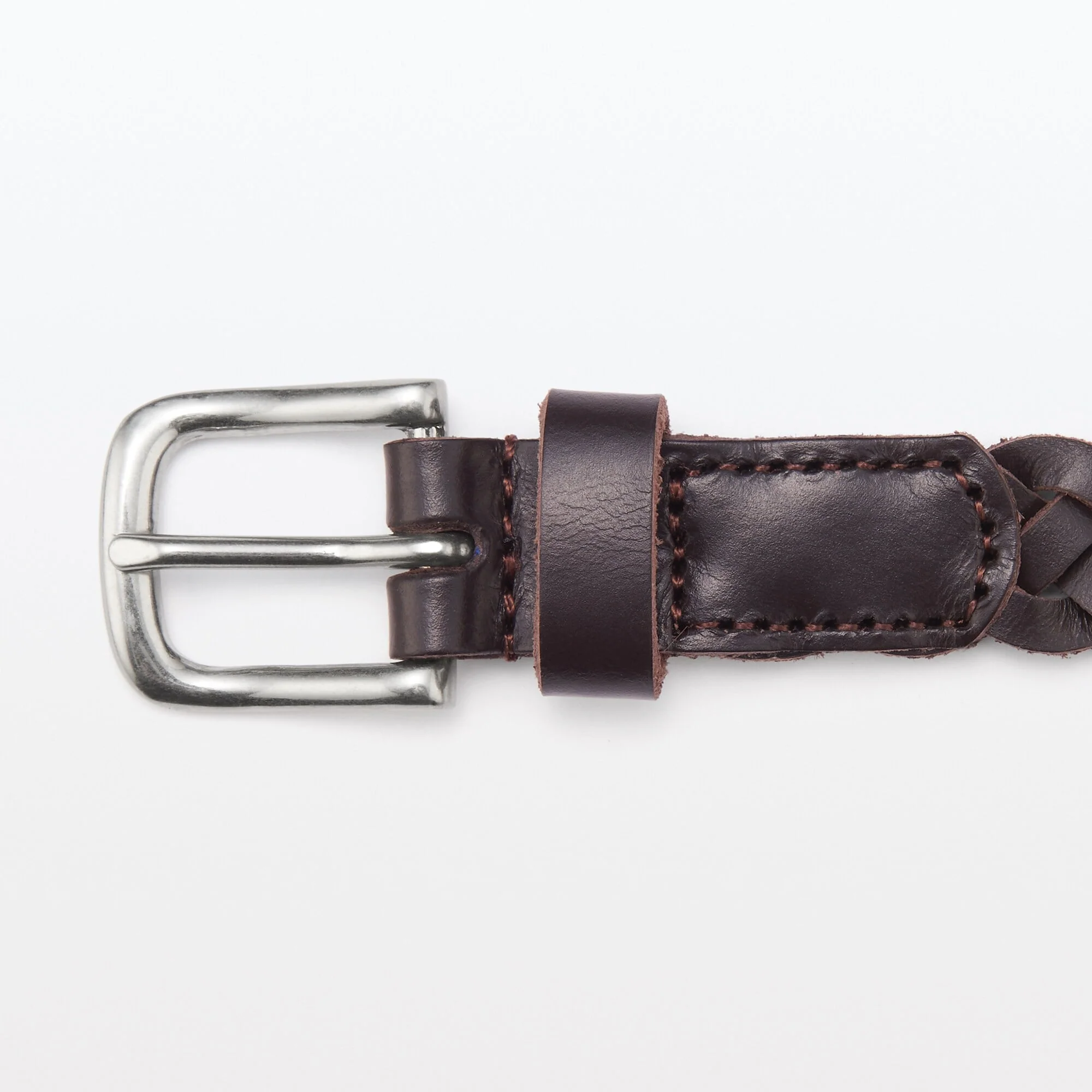 Vegetable Tanned Leather Slim Mesh Belt - Image 17