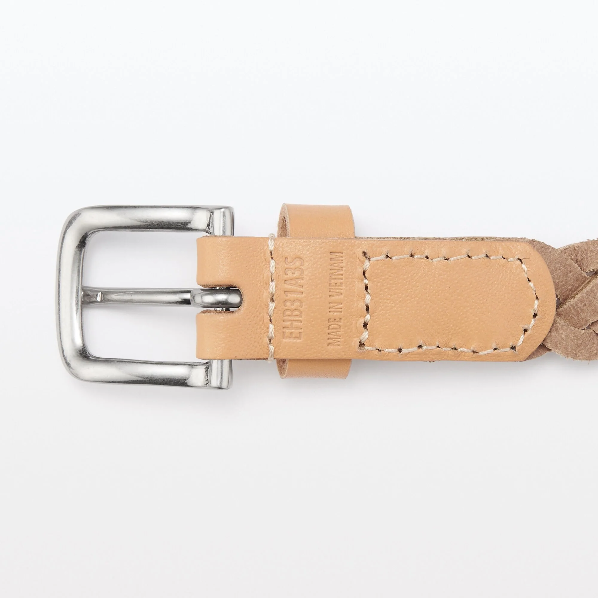 Vegetable Tanned Leather Slim Mesh Belt - Image 3